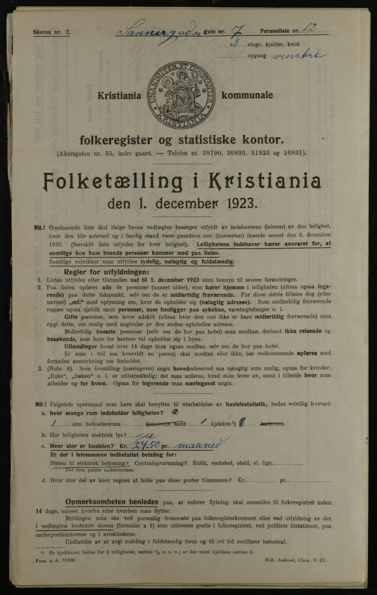 OBA, Kommunal folketelling 1.12.1923 for Kristiania, 1923, s. 97739