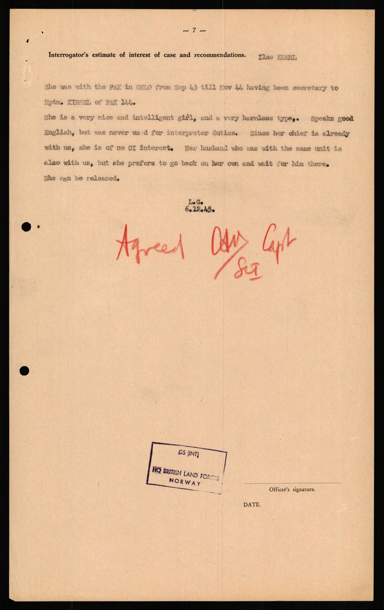 Forsvaret, Forsvarets overkommando II, AV/RA-RAFA-3915/D/Db/L0017: CI Questionaires. Tyske okkupasjonsstyrker i Norge. Tyskere., 1945-1946, s. 395