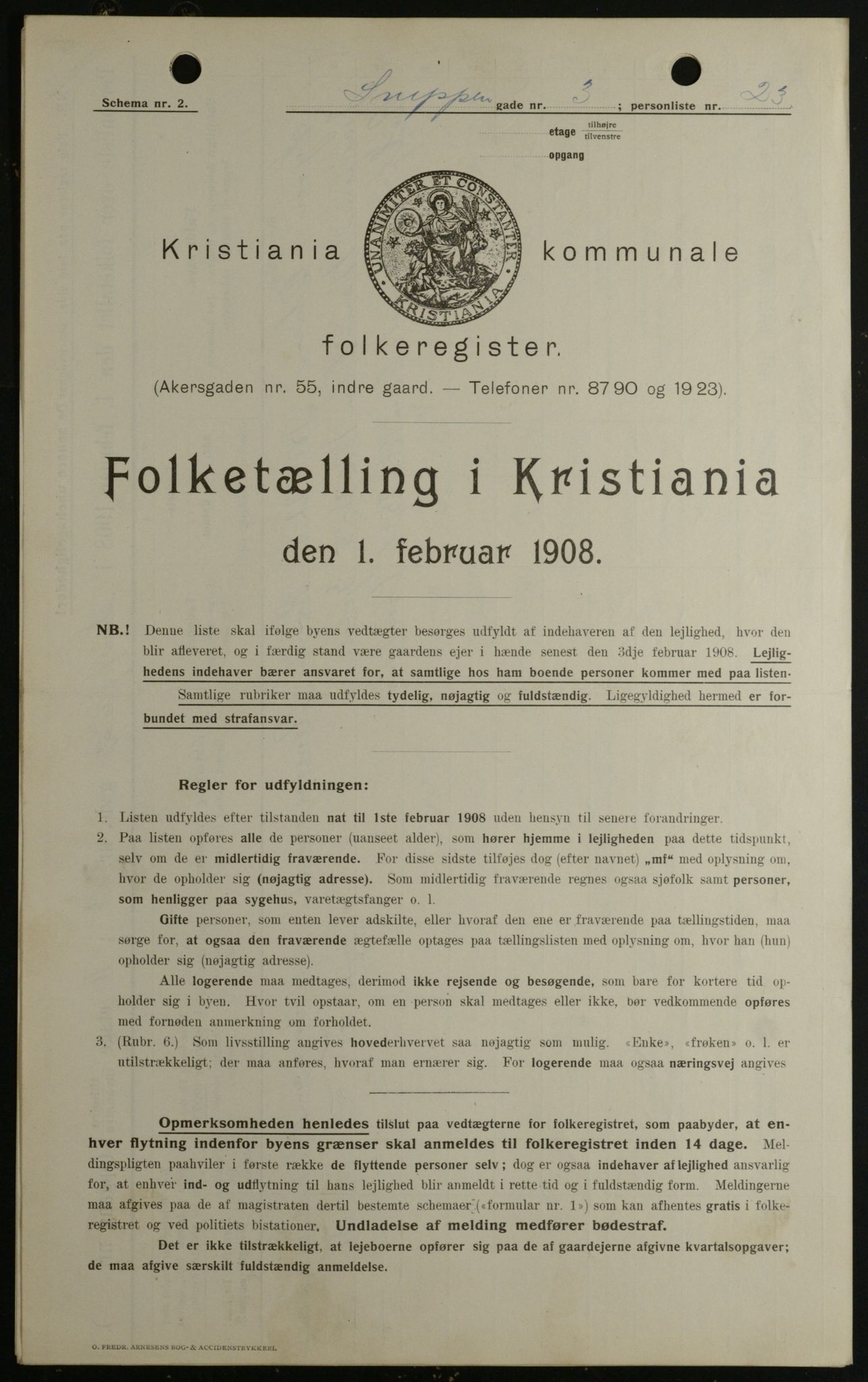OBA, Kommunal folketelling 1.2.1908 for Kristiania kjøpstad, 1908, s. 88177