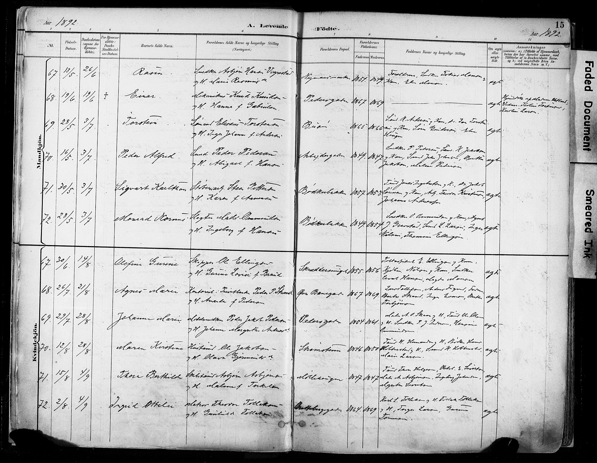 St. Johannes sokneprestkontor, AV/SAST-A-101814/001/30/30BA/L0004: Ministerialbok nr. A 4, 1891-1899, s. 15