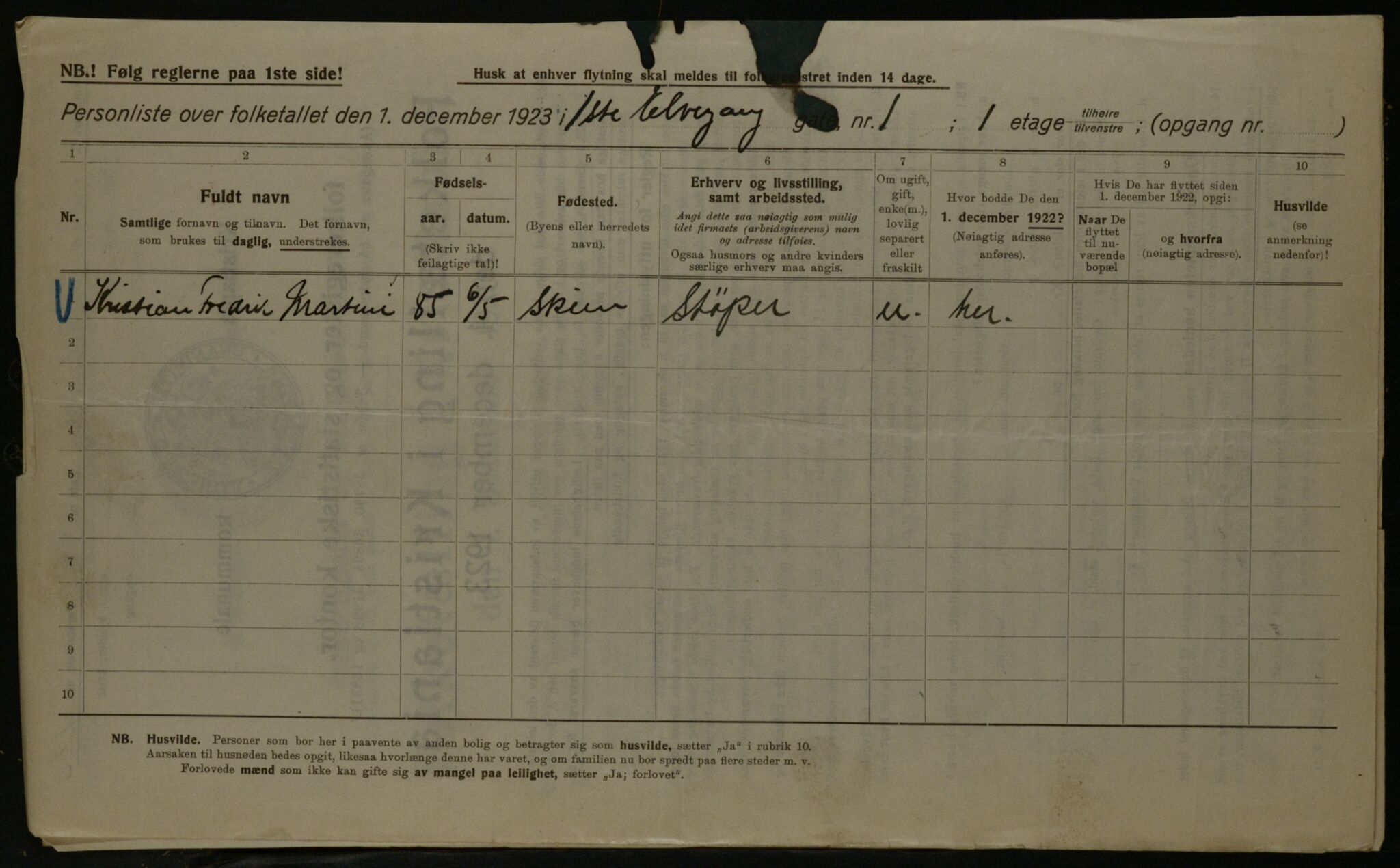 OBA, Kommunal folketelling 1.12.1923 for Kristiania, 1923, s. 23231