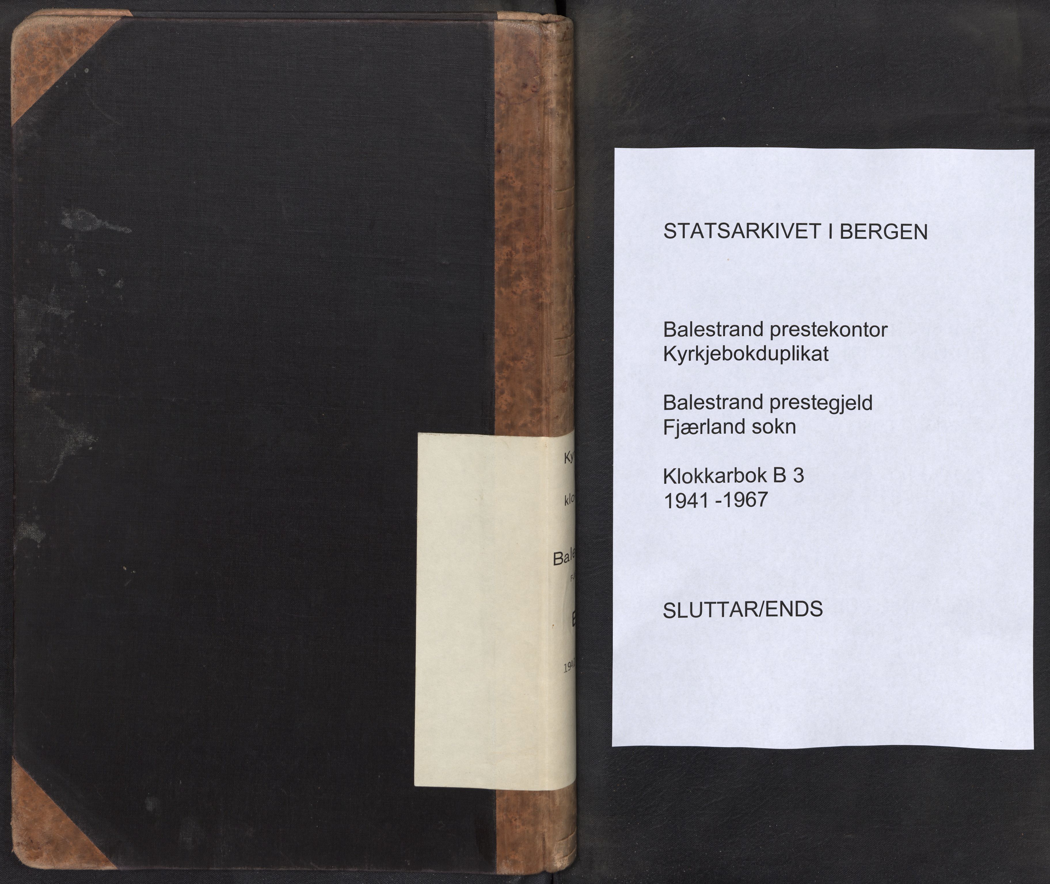 Balestrand sokneprestembete, SAB/A-79601/H/Hab/Habb/L0003: Klokkerbok nr. B 3, 1941-1967