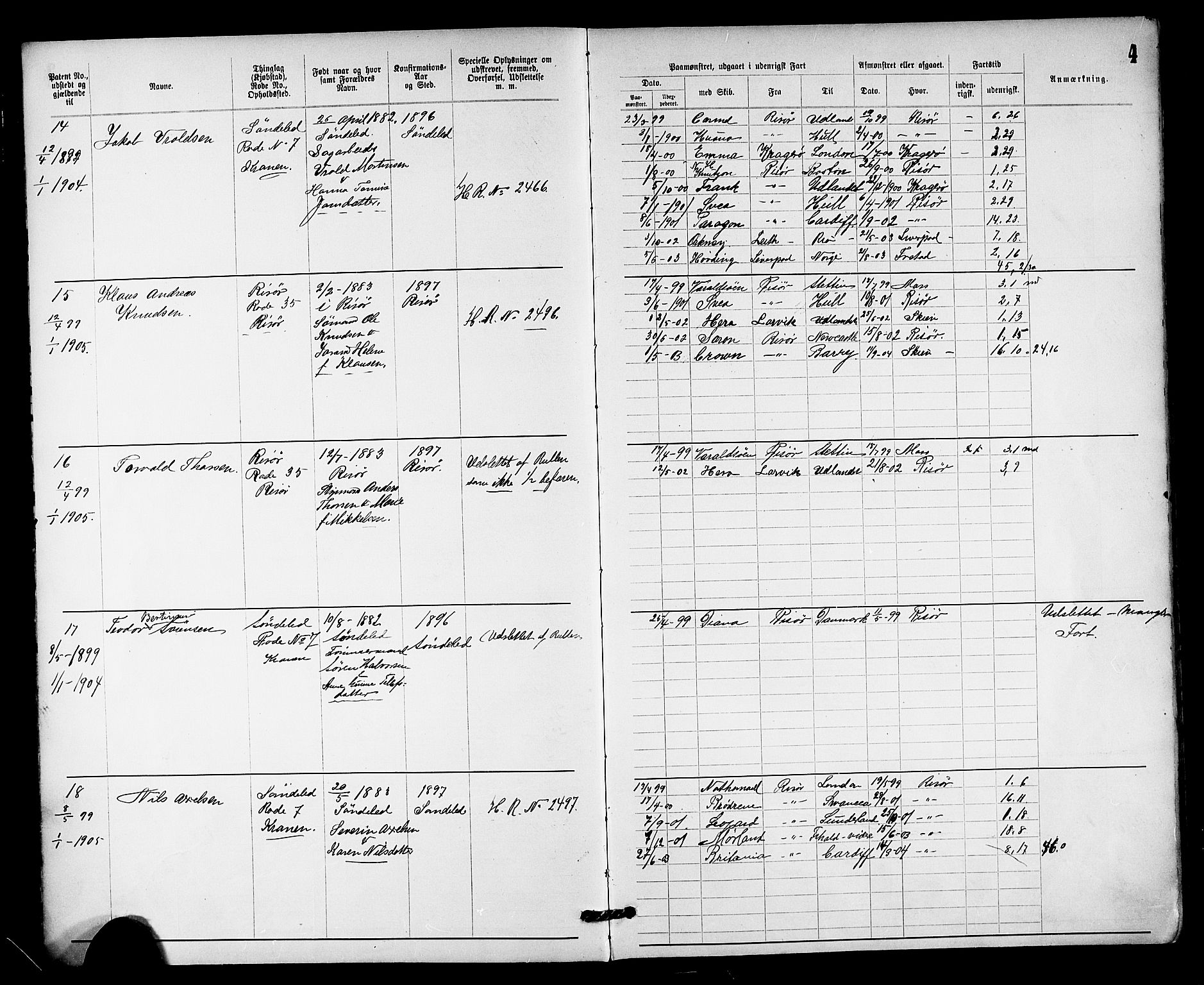 Risør mønstringskrets, AV/SAK-2031-0010/F/Fa/L0004: Annotasjonsrulle nr 1914-1915 og nr 1-477, T-8, 1899-1911, s. 6