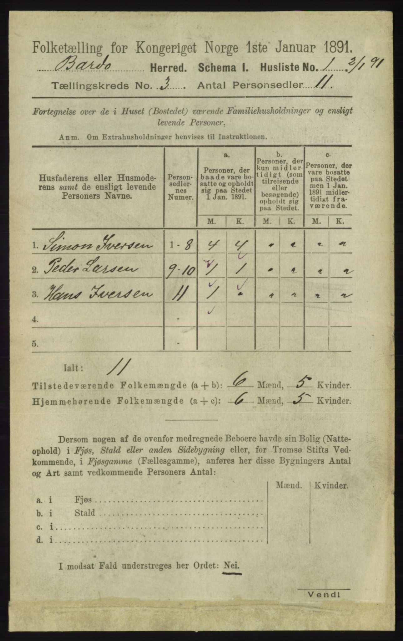 RA, Folketelling 1891 for 1922 Bardu herred, 1891, s. 860