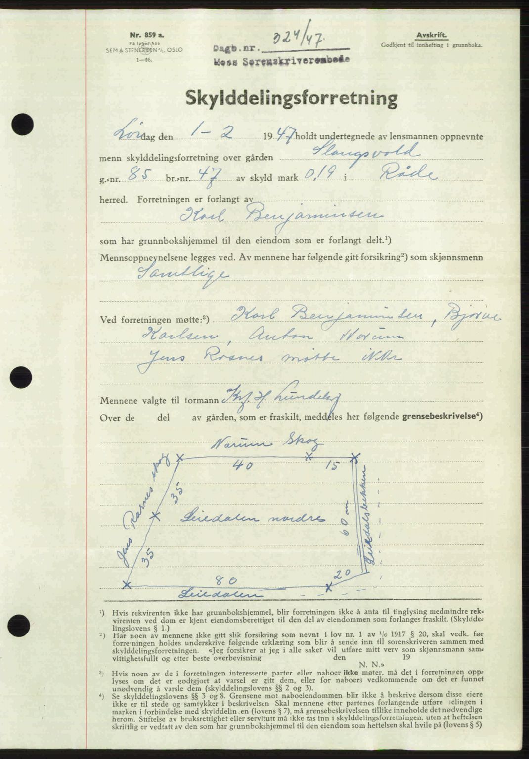 Moss sorenskriveri, SAO/A-10168: Pantebok nr. A17, 1947-1947, Dagboknr: 324/1947