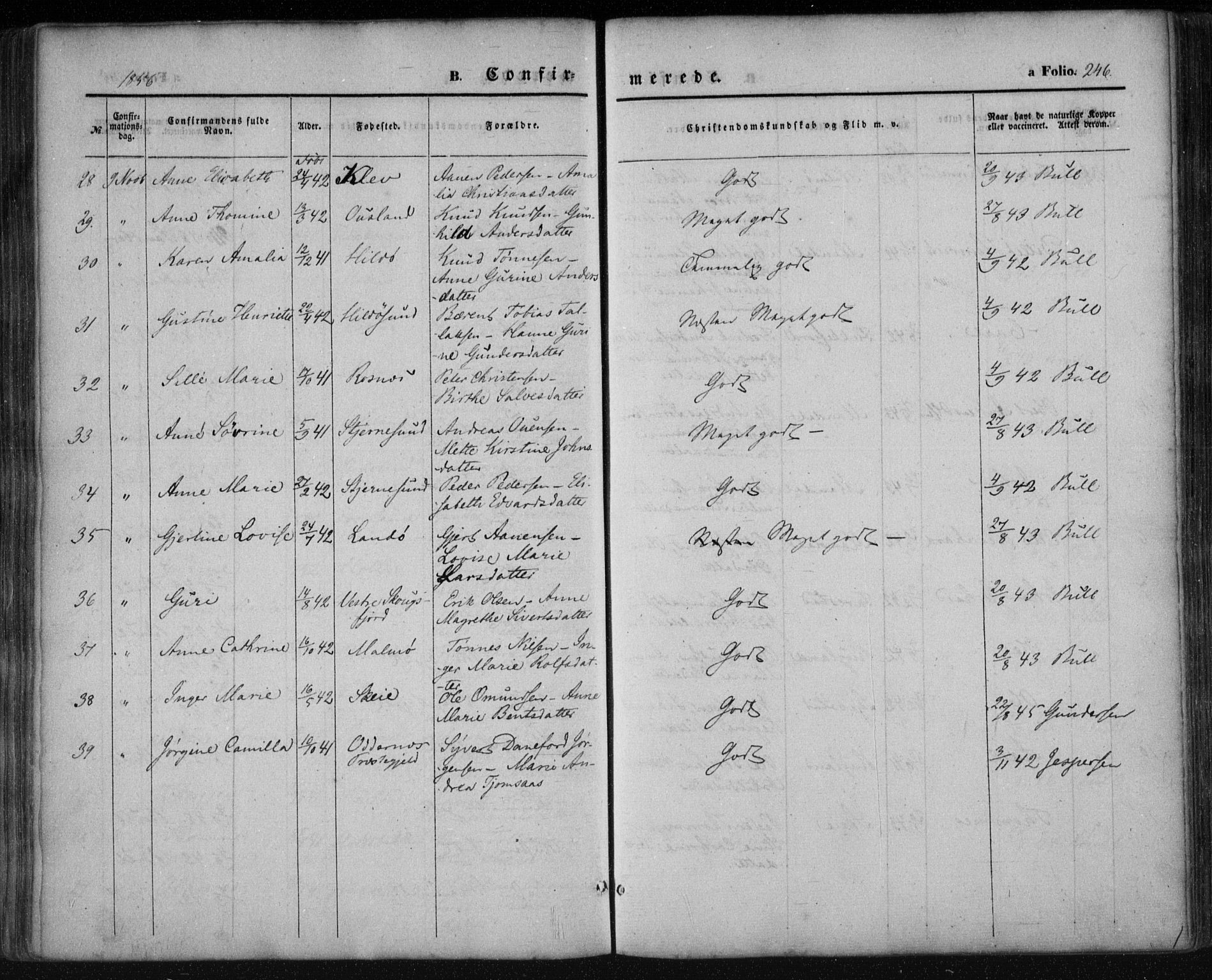 Mandal sokneprestkontor, AV/SAK-1111-0030/F/Fa/Faa/L0013: Ministerialbok nr. A 13, 1847-1859, s. 246