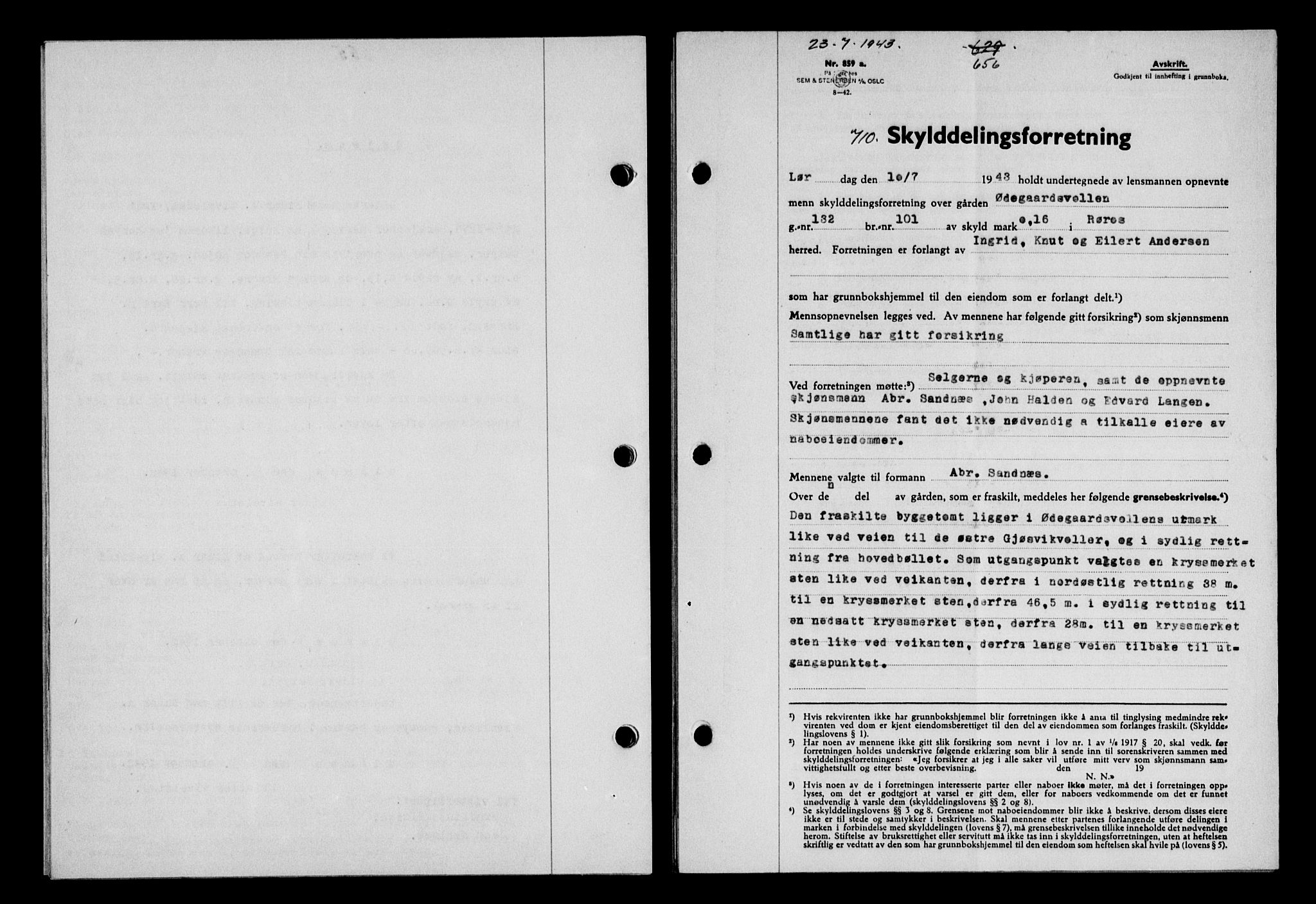 Gauldal sorenskriveri, SAT/A-0014/1/2/2C/L0056: Pantebok nr. 61, 1942-1943, Dagboknr: 710/1943