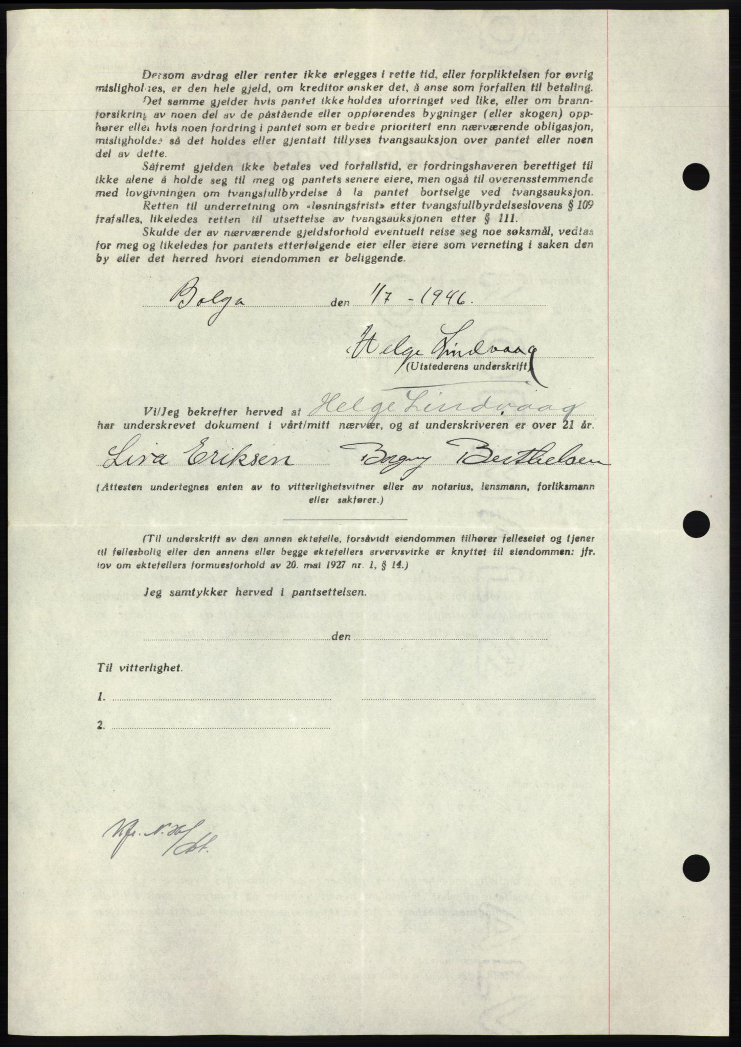 Nordmøre sorenskriveri, AV/SAT-A-4132/1/2/2Ca: Pantebok nr. B94, 1946-1946, Dagboknr: 1496/1946