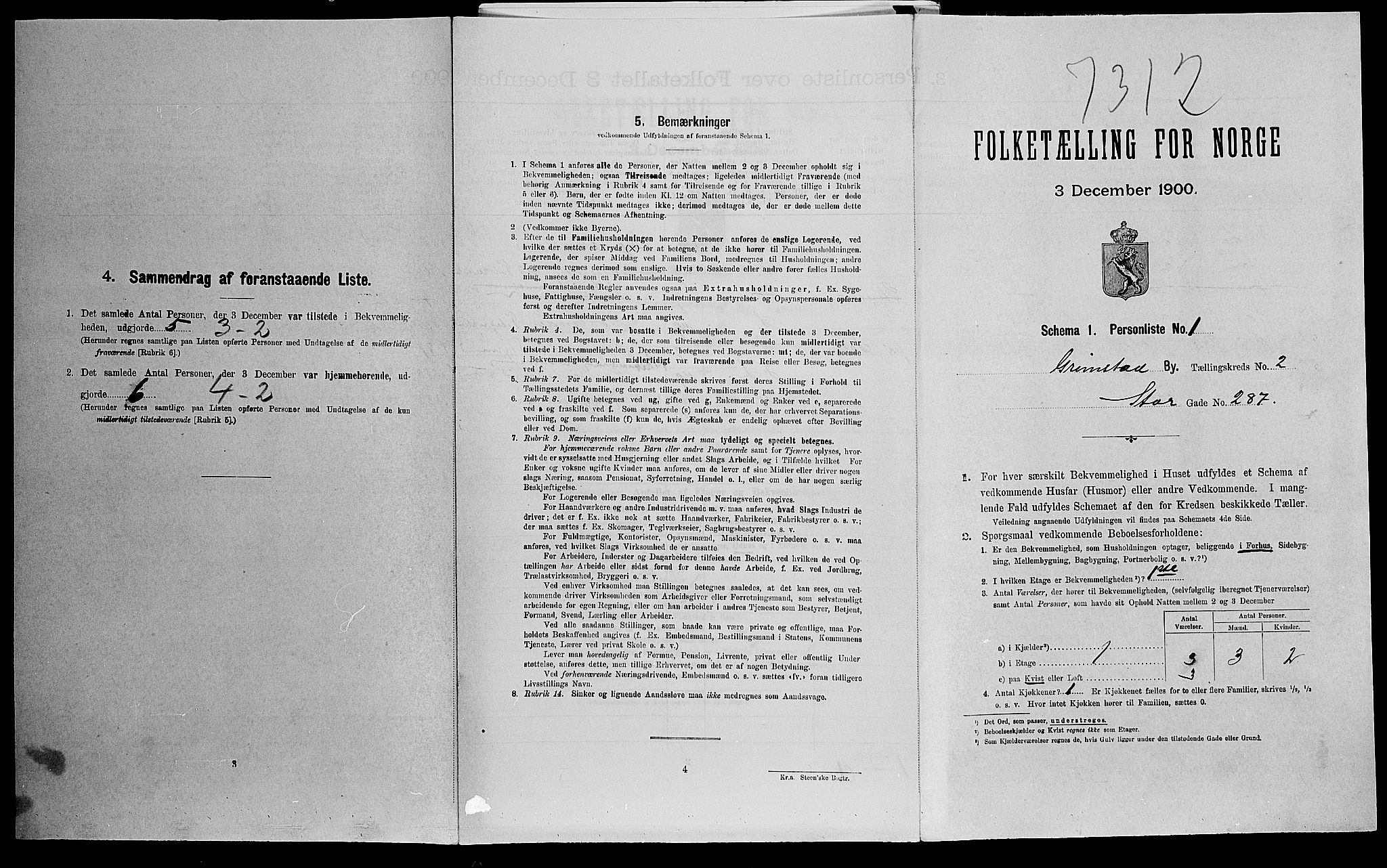 SAK, Folketelling 1900 for 0904 Grimstad kjøpstad, 1900, s. 704