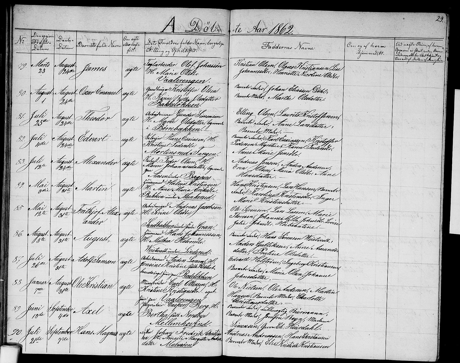 Østre Aker prestekontor Kirkebøker, AV/SAO-A-10840/G/Ga/L0001: Klokkerbok nr. I 1, 1861-1864, s. 29