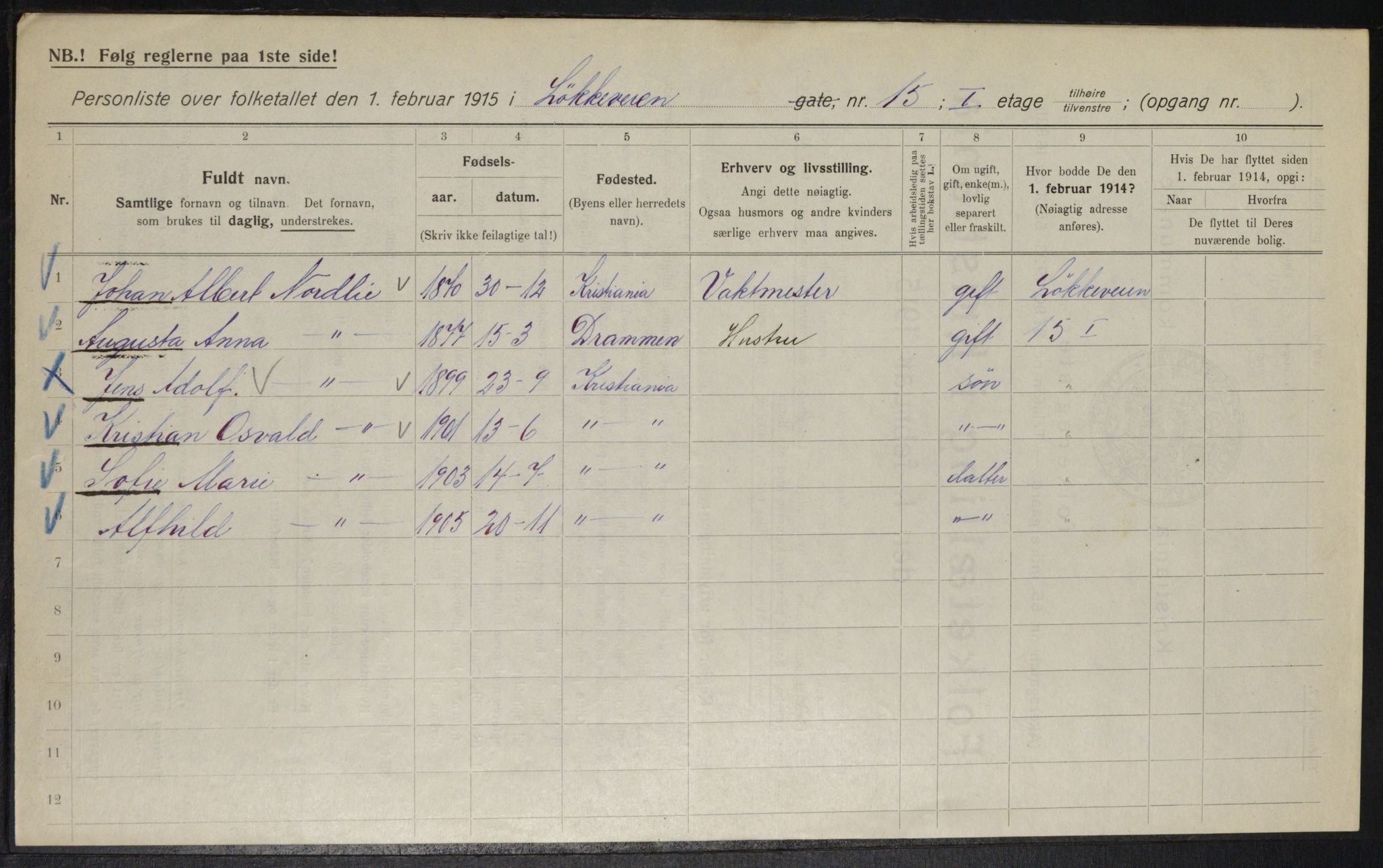 OBA, Kommunal folketelling 1.2.1915 for Kristiania, 1915, s. 58152