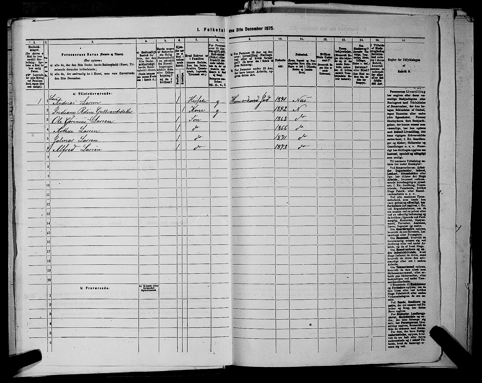 RA, Folketelling 1875 for 0236P Nes prestegjeld, 1875, s. 693