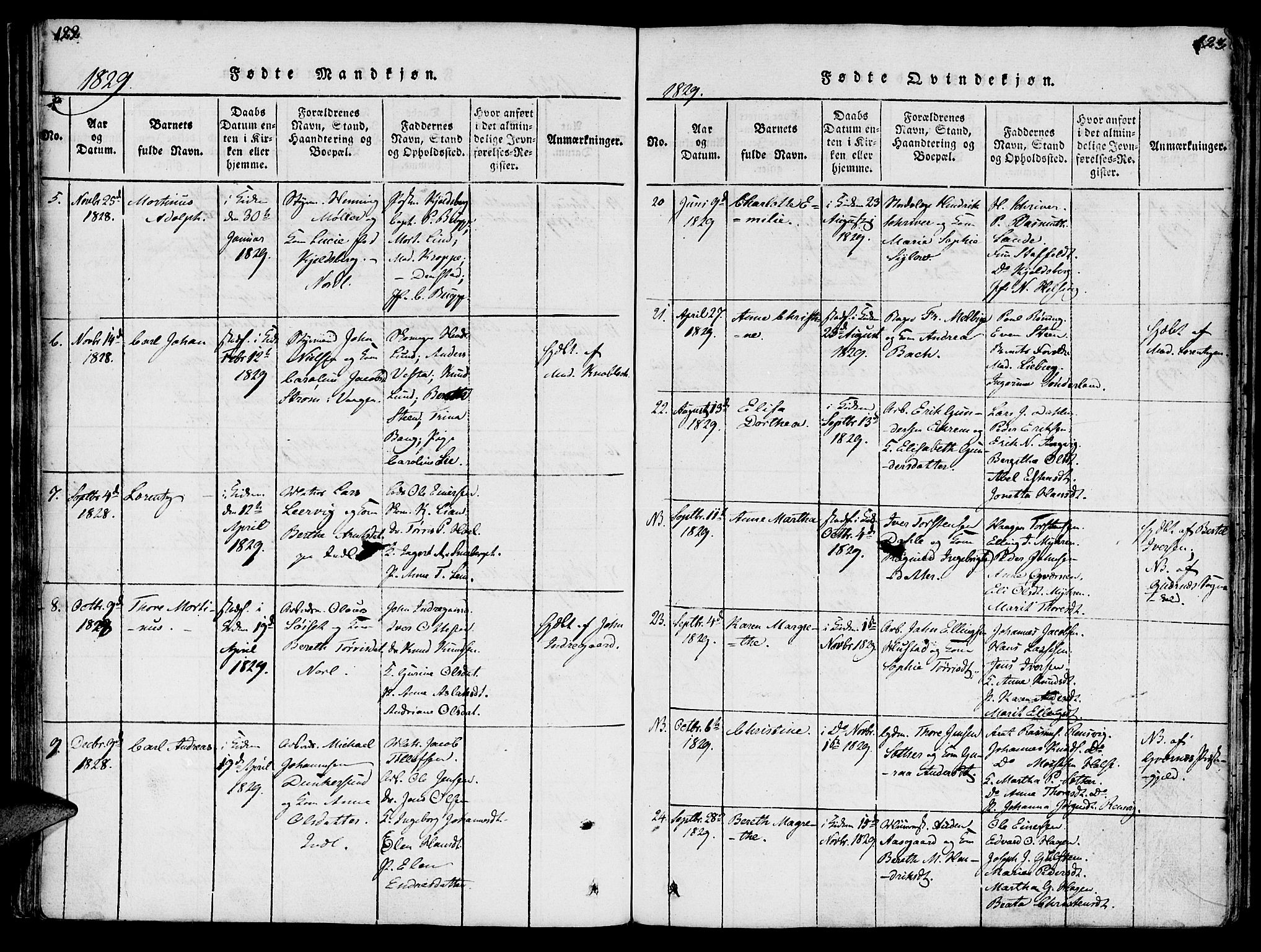 Ministerialprotokoller, klokkerbøker og fødselsregistre - Møre og Romsdal, AV/SAT-A-1454/572/L0842: Ministerialbok nr. 572A05, 1819-1832, s. 122-123