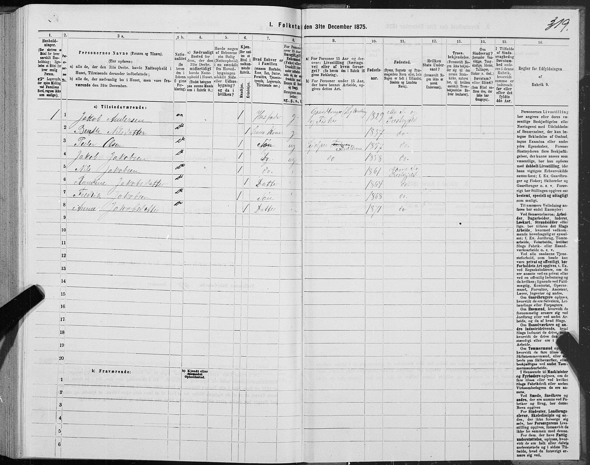 SAT, Folketelling 1875 for 1828P Nesna prestegjeld, 1875, s. 2319