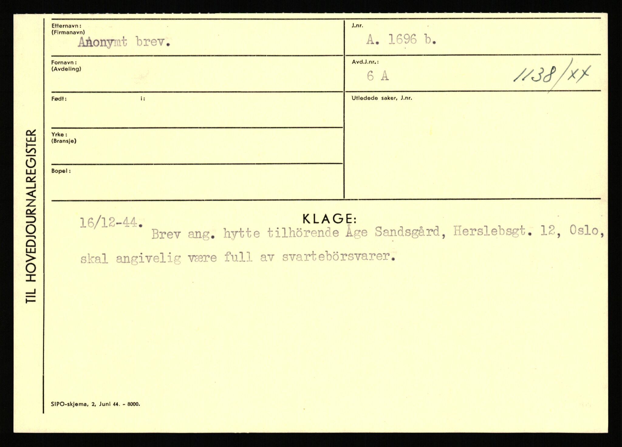 Statspolitiet - Hovedkontoret / Osloavdelingen, AV/RA-S-1329/C/Ca/L0001: Aabakken - Armann, 1943-1945, s. 4434