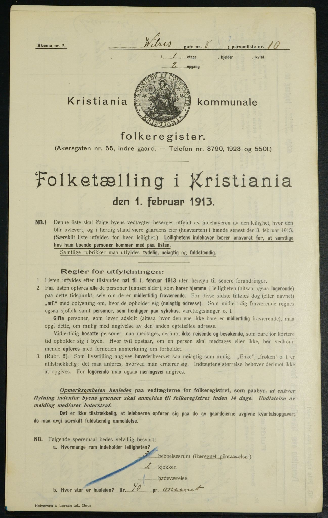 OBA, Kommunal folketelling 1.2.1913 for Kristiania, 1913, s. 128361