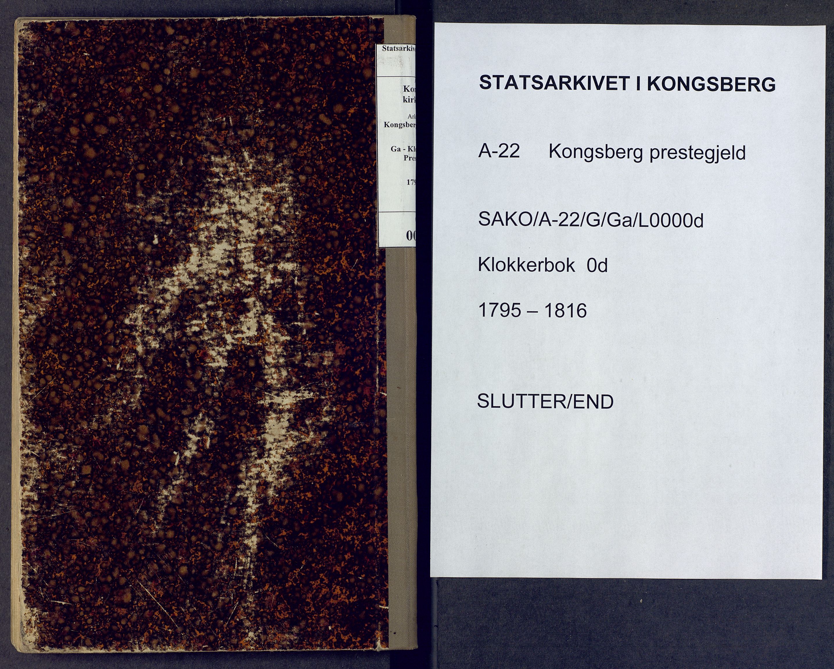 Kongsberg kirkebøker, AV/SAKO-A-22/G/Ga/L0000d: Klokkerbok nr. 0d, 1795-1816