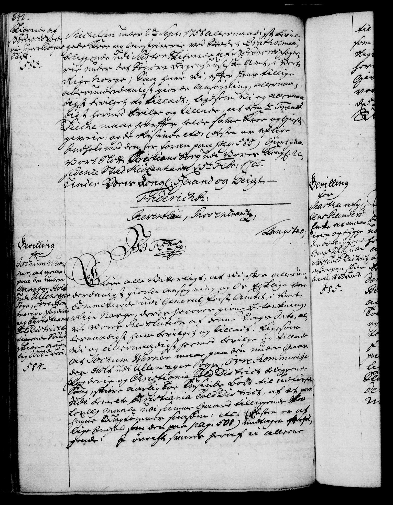 Rentekammeret, Kammerkanselliet, RA/EA-3111/G/Gg/Gga/L0007: Norsk ekspedisjonsprotokoll med register (merket RK 53.7), 1759-1768, s. 642