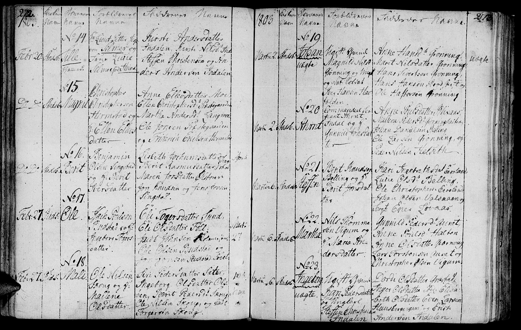 Ministerialprotokoller, klokkerbøker og fødselsregistre - Sør-Trøndelag, SAT/A-1456/646/L0606: Ministerialbok nr. 646A04, 1791-1805, s. 272-273