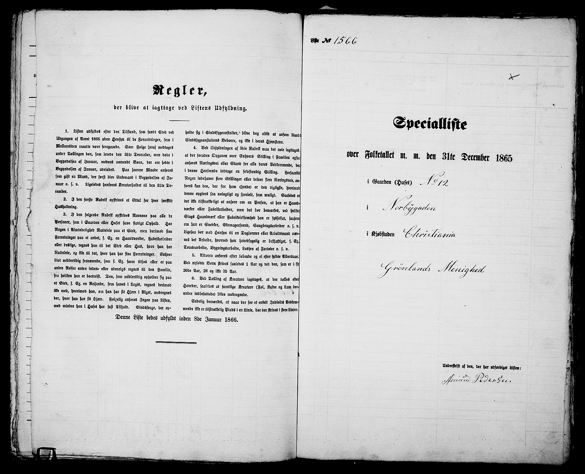 RA, Folketelling 1865 for 0301 Kristiania kjøpstad, 1865, s. 3557
