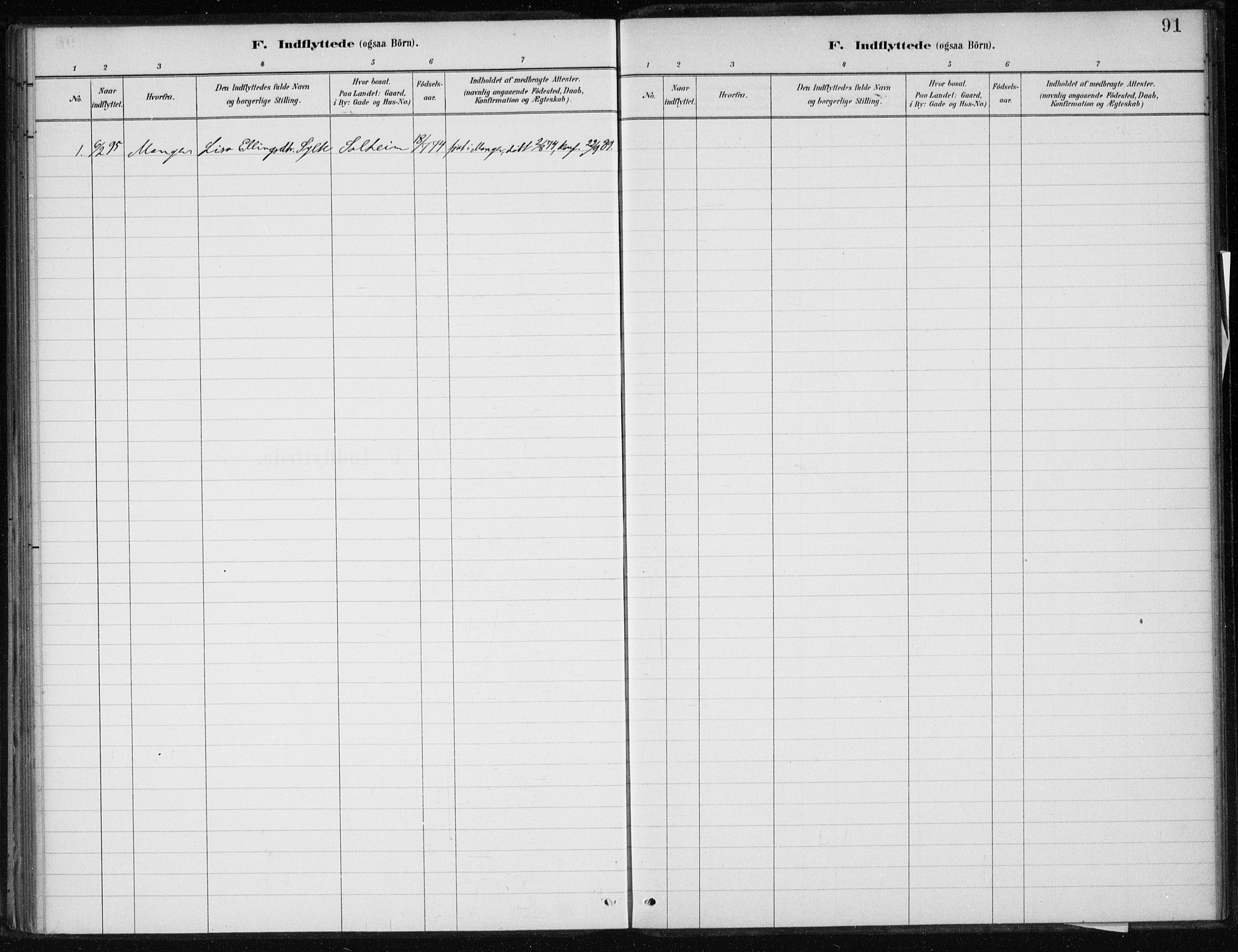 Masfjorden Sokneprestembete, AV/SAB-A-77001: Ministerialbok nr. C  1, 1882-1896, s. 91