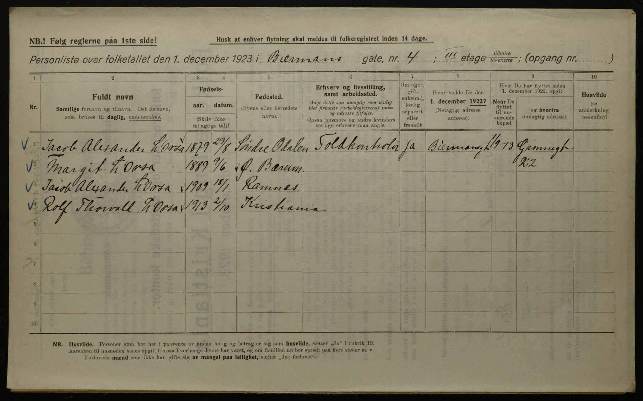 OBA, Kommunal folketelling 1.12.1923 for Kristiania, 1923, s. 5811