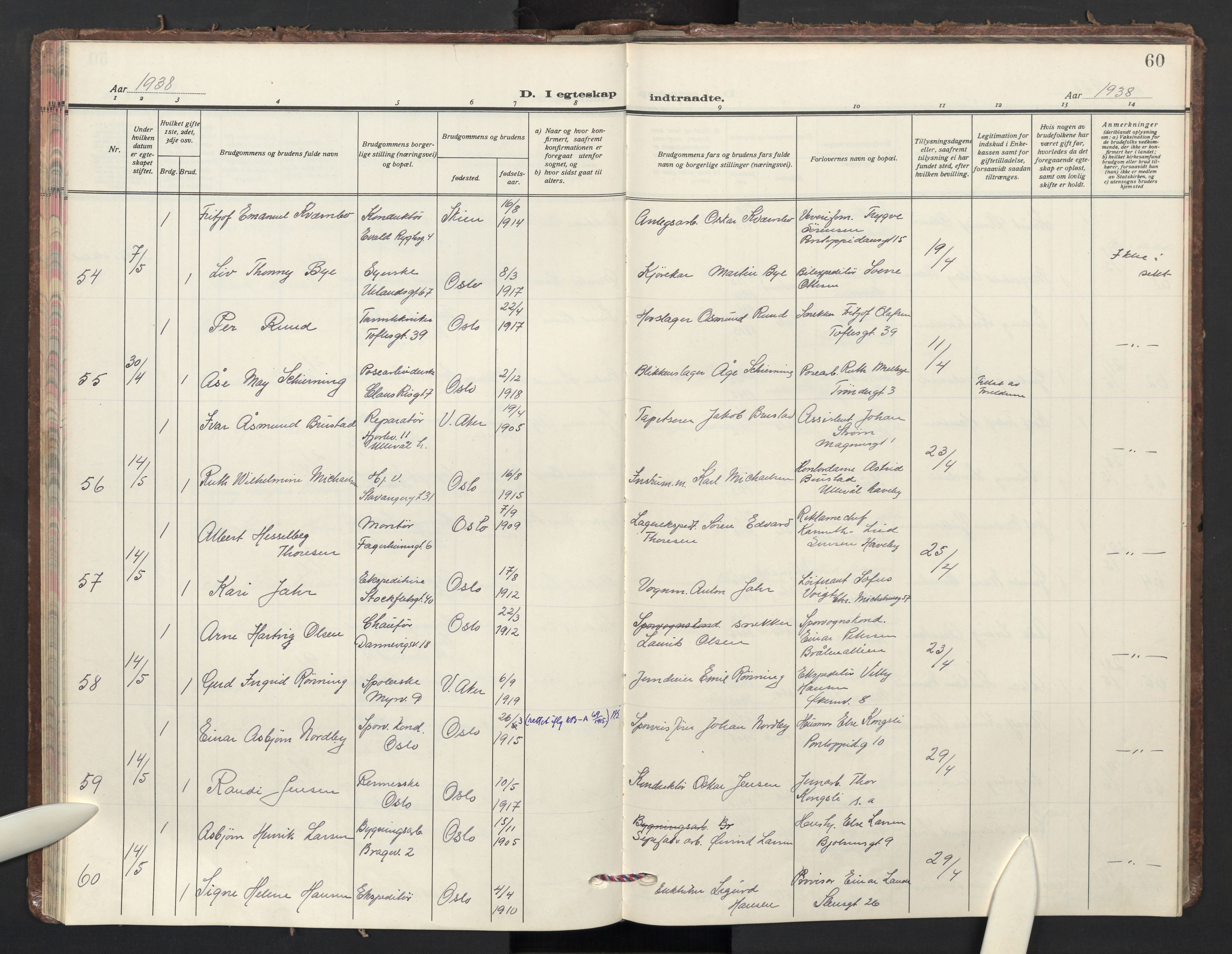 Sagene prestekontor Kirkebøker, AV/SAO-A-10796/F/L0018: Ministerialbok nr. 18, 1935-1940, s. 60