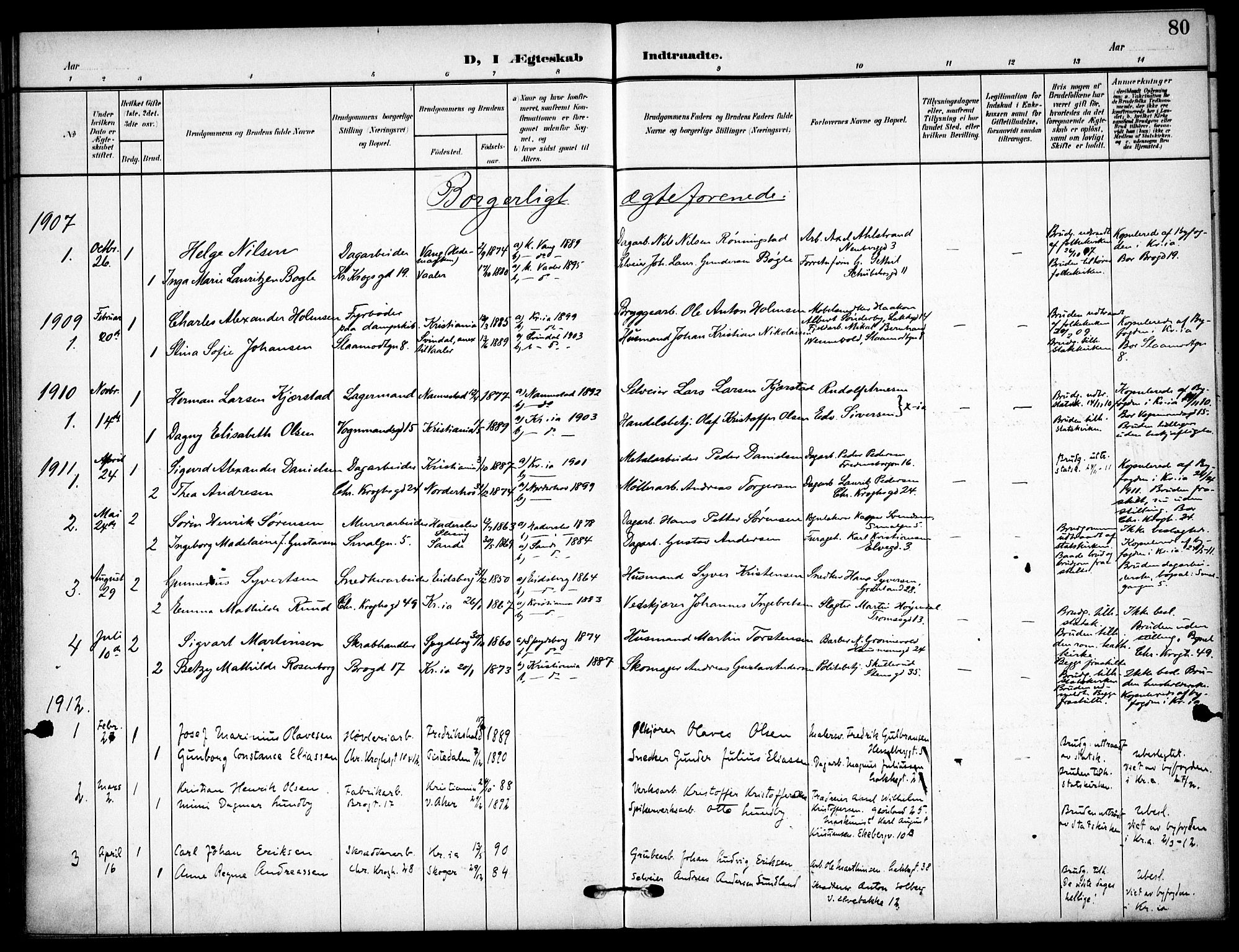 Vaterland prestekontor Kirkebøker, AV/SAO-A-10880/F/Fa/L0002: Ministerialbok nr. 2, 1907-1921, s. 80