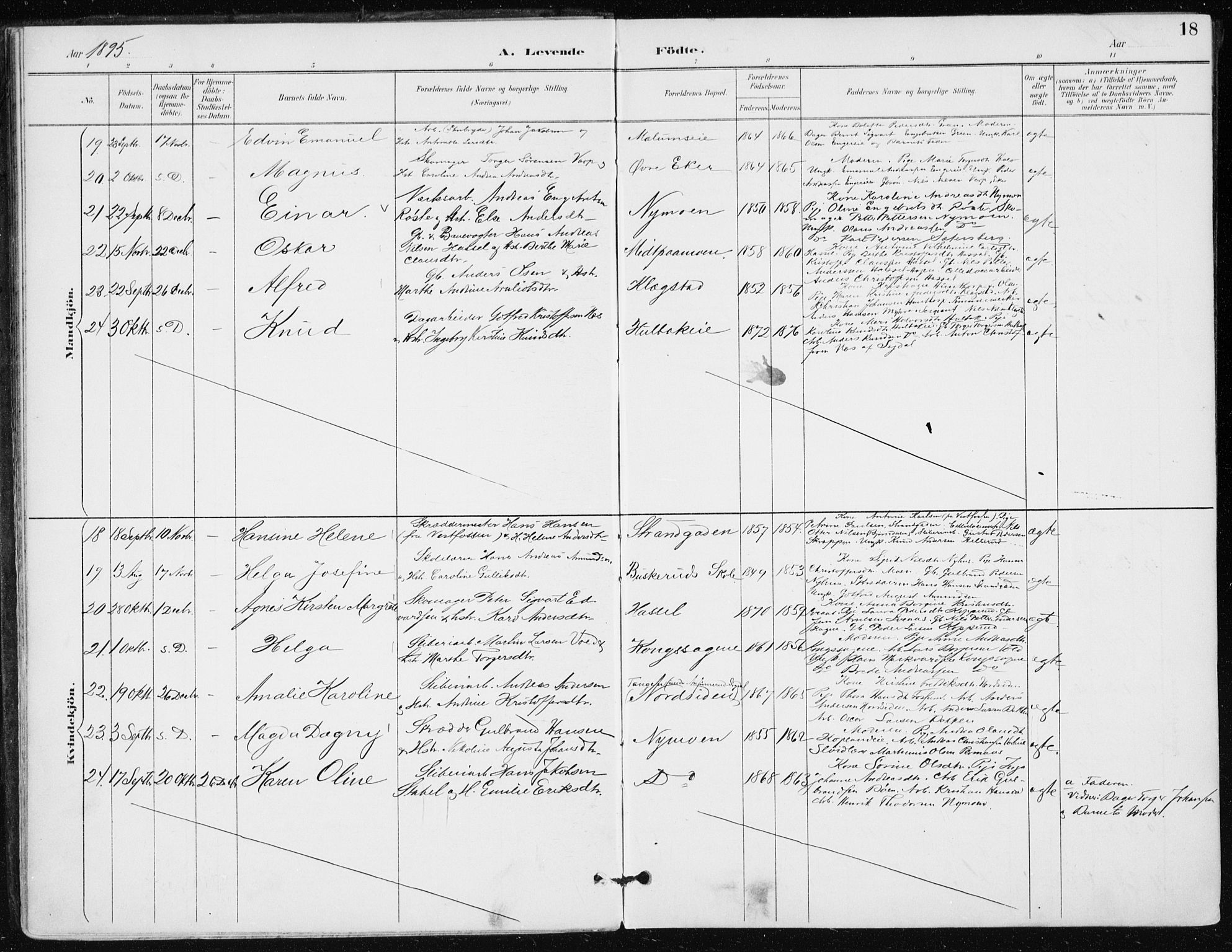 Modum kirkebøker, AV/SAKO-A-234/F/Fa/L0016: Ministerialbok nr. 16, 1890-1899, s. 18