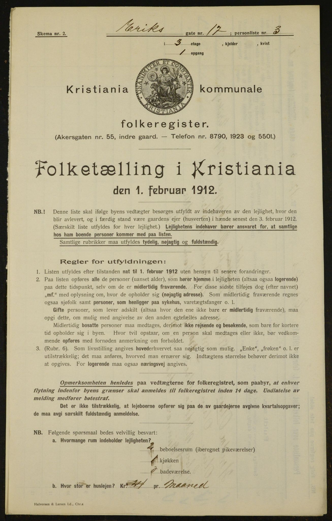 OBA, Kommunal folketelling 1.2.1912 for Kristiania, 1912, s. 20045