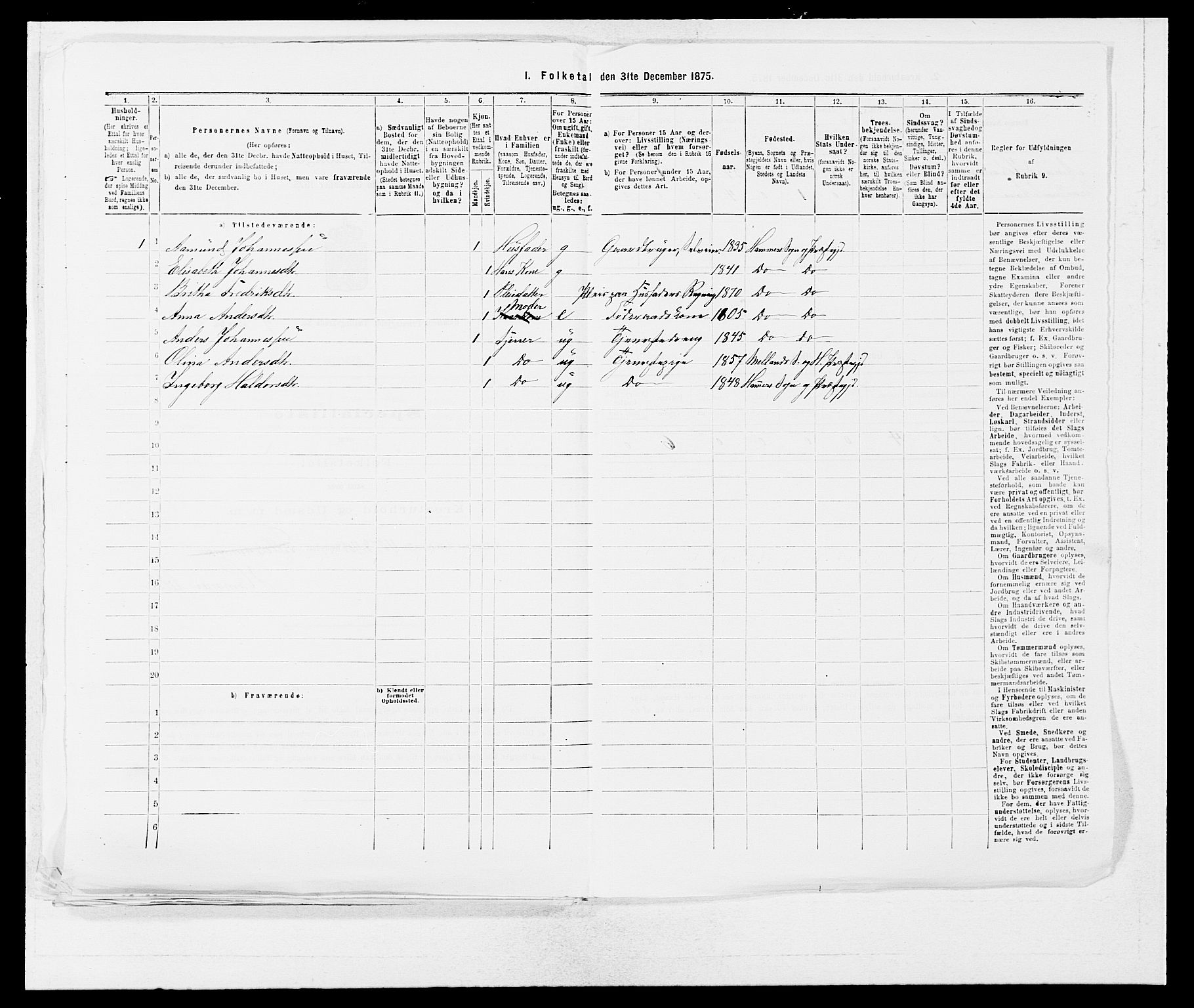 SAB, Folketelling 1875 for 1254P Hamre prestegjeld, 1875, s. 1294