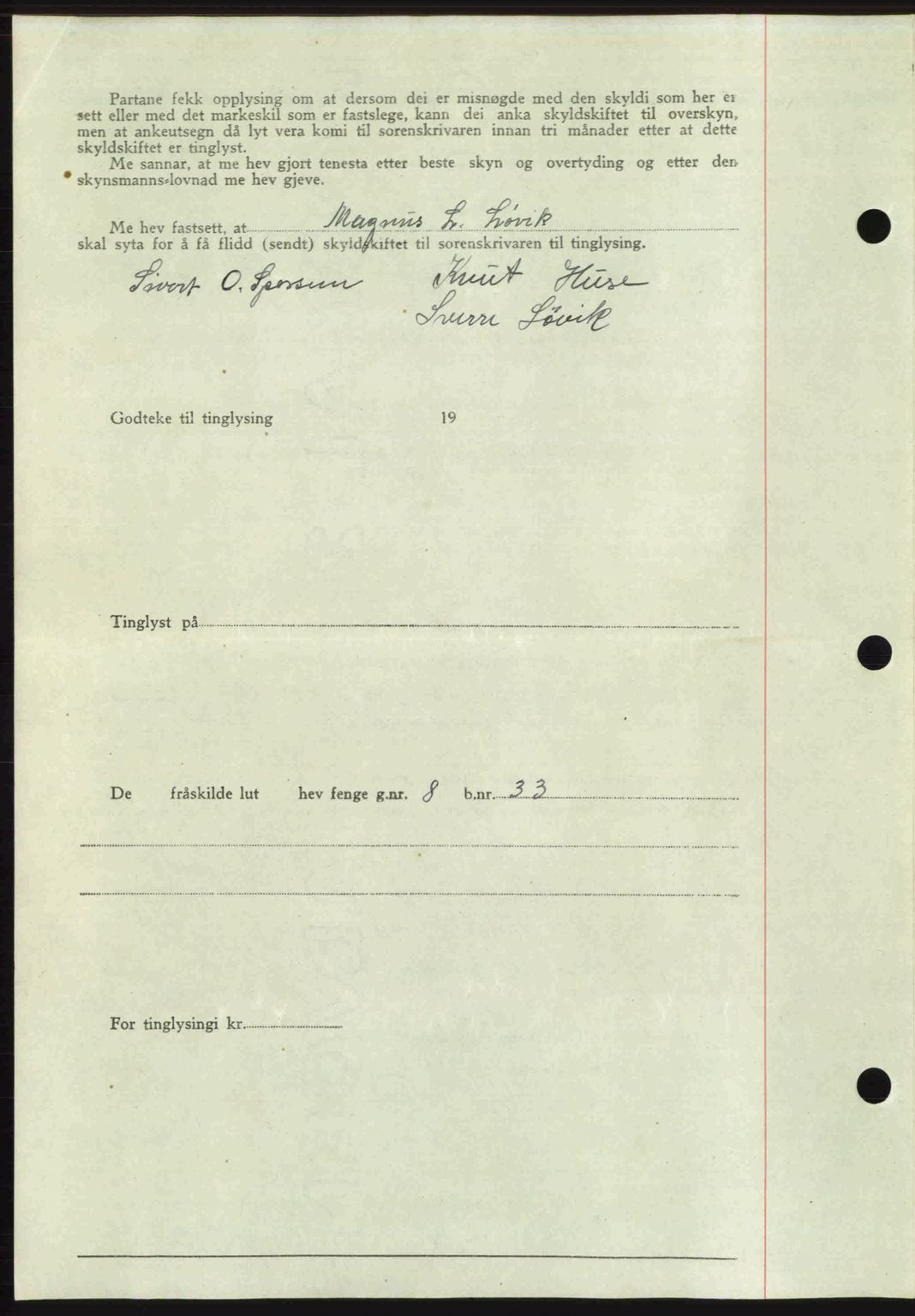 Romsdal sorenskriveri, AV/SAT-A-4149/1/2/2C: Pantebok nr. A22, 1947-1947, Dagboknr: 960/1947