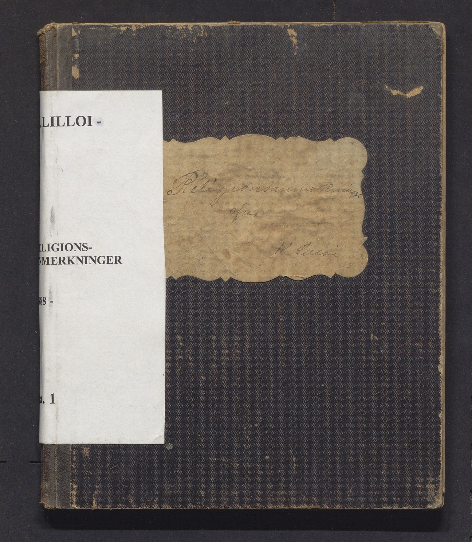 Lilloe, Kristian. Seminarlærar, IKAH/1216-Pa0011/G/Ga/L0001: Religionsanmerkninger K. Lilloi, 1888