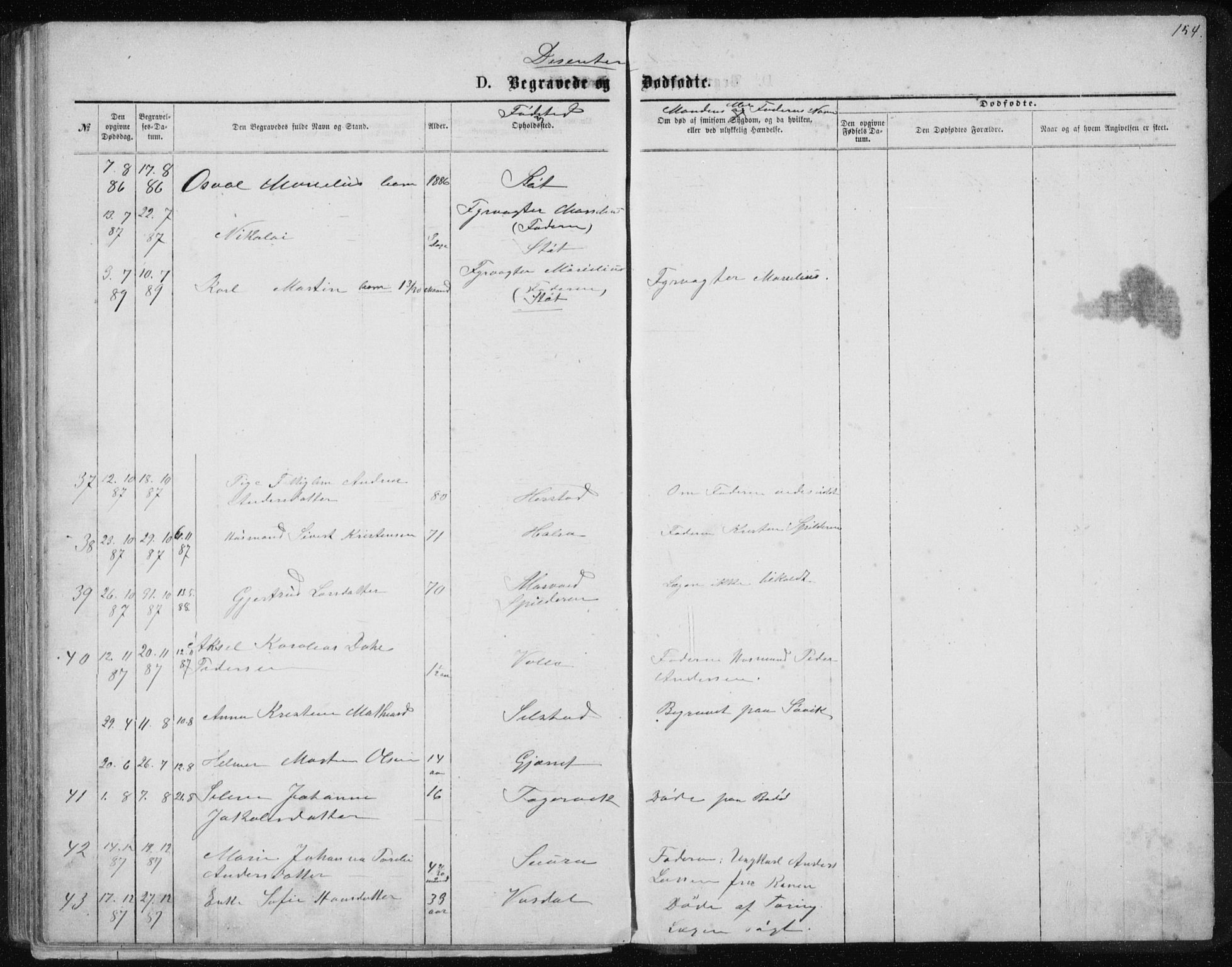 Ministerialprotokoller, klokkerbøker og fødselsregistre - Nordland, SAT/A-1459/843/L0635: Klokkerbok nr. 843C04, 1872-1887, s. 154