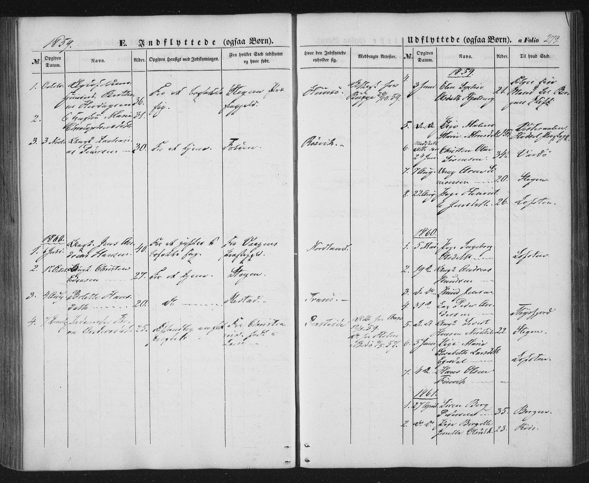 Ministerialprotokoller, klokkerbøker og fødselsregistre - Nordland, AV/SAT-A-1459/859/L0844: Ministerialbok nr. 859A04, 1849-1862, s. 279