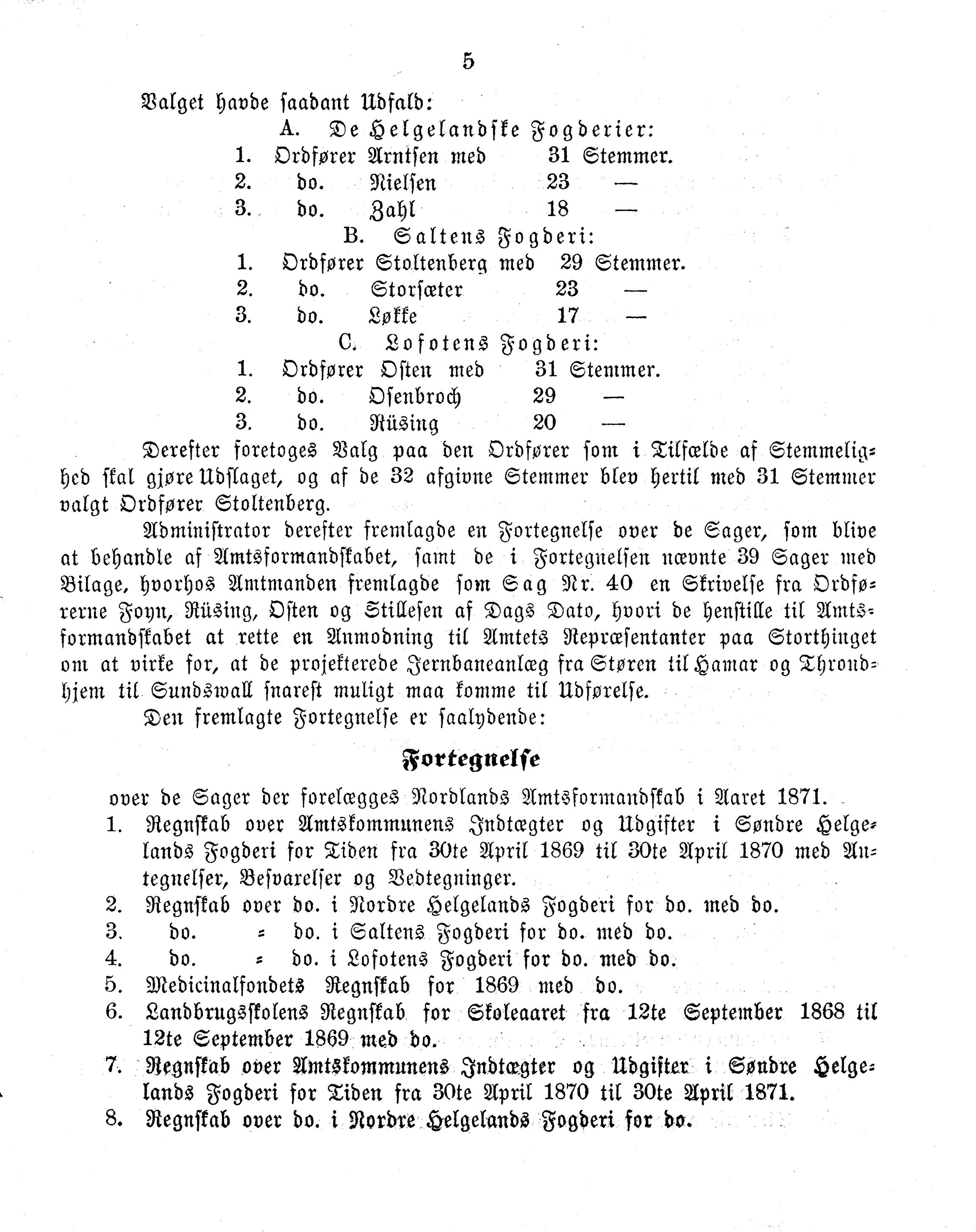 Nordland Fylkeskommune. Fylkestinget, AIN/NFK-17/176/A/Ac/L0007: Fylkestingsforhandlinger 1871-1875, 1871-1875