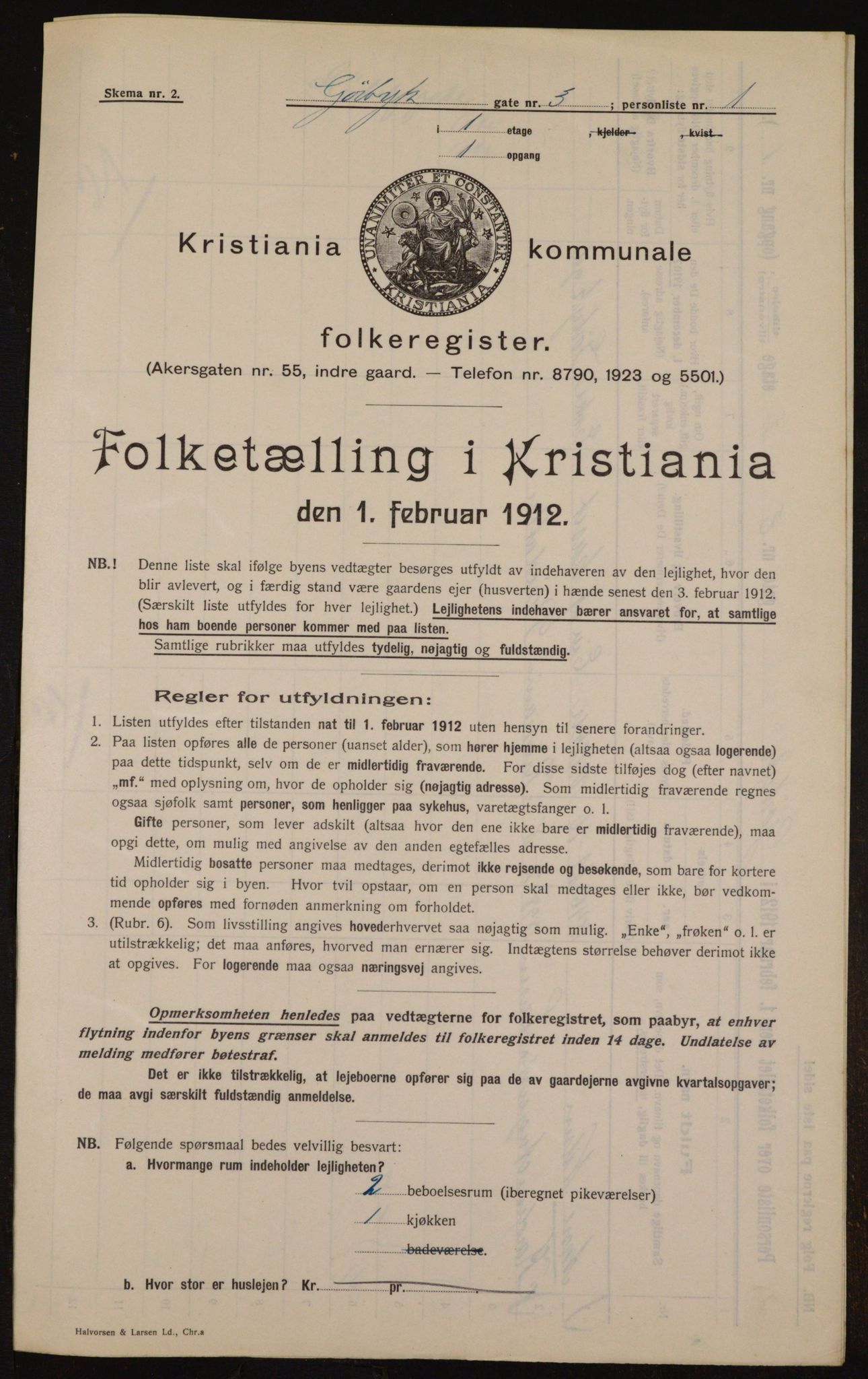 OBA, Kommunal folketelling 1.2.1912 for Kristiania, 1912, s. 32698