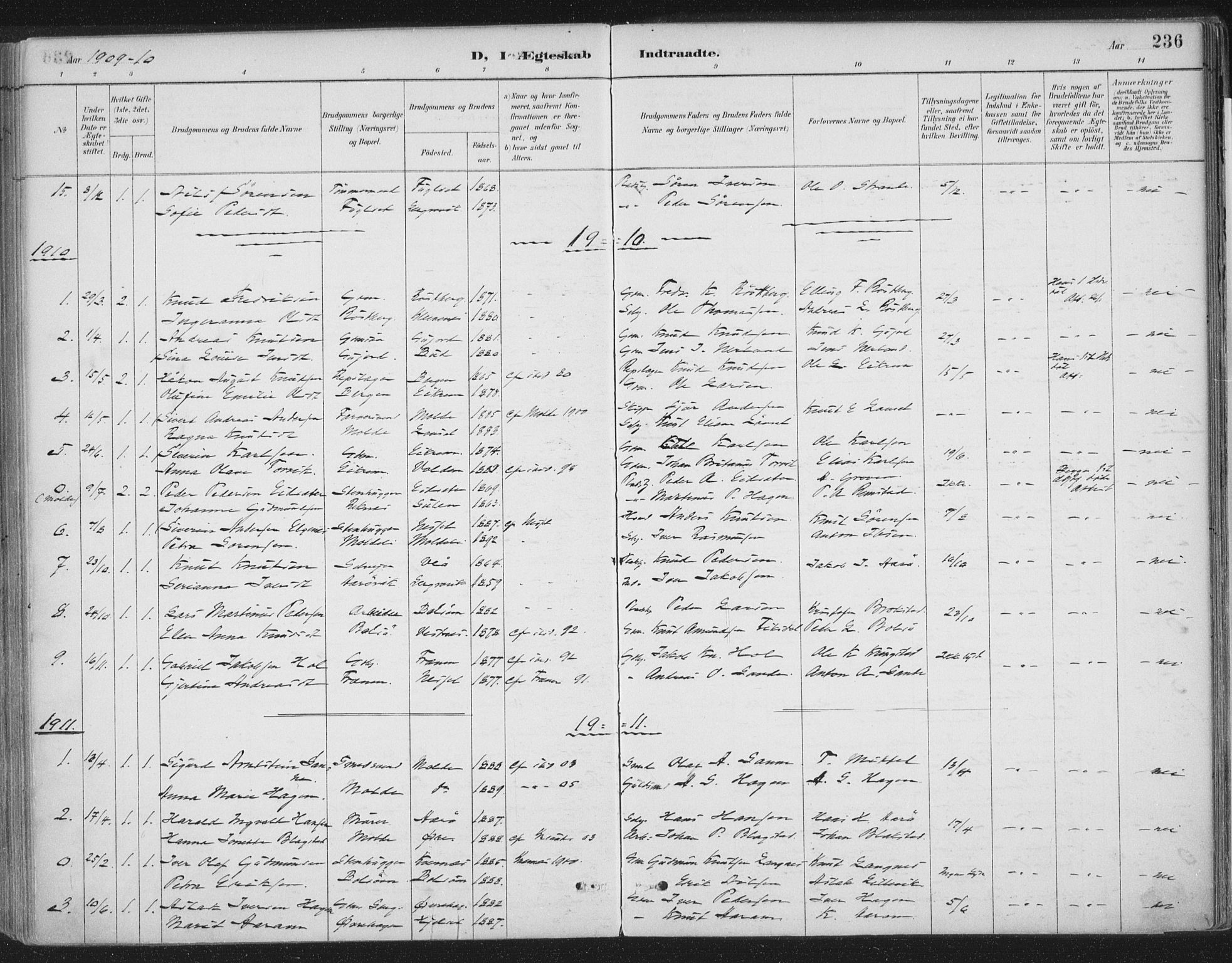 Ministerialprotokoller, klokkerbøker og fødselsregistre - Møre og Romsdal, SAT/A-1454/555/L0658: Ministerialbok nr. 555A09, 1887-1917, s. 236