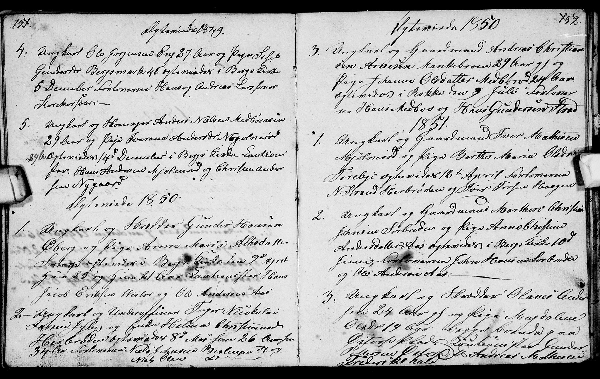 Berg prestekontor Kirkebøker, AV/SAO-A-10902/G/Gc/L0001: Klokkerbok nr. III 1, 1844-1855, s. 151-152