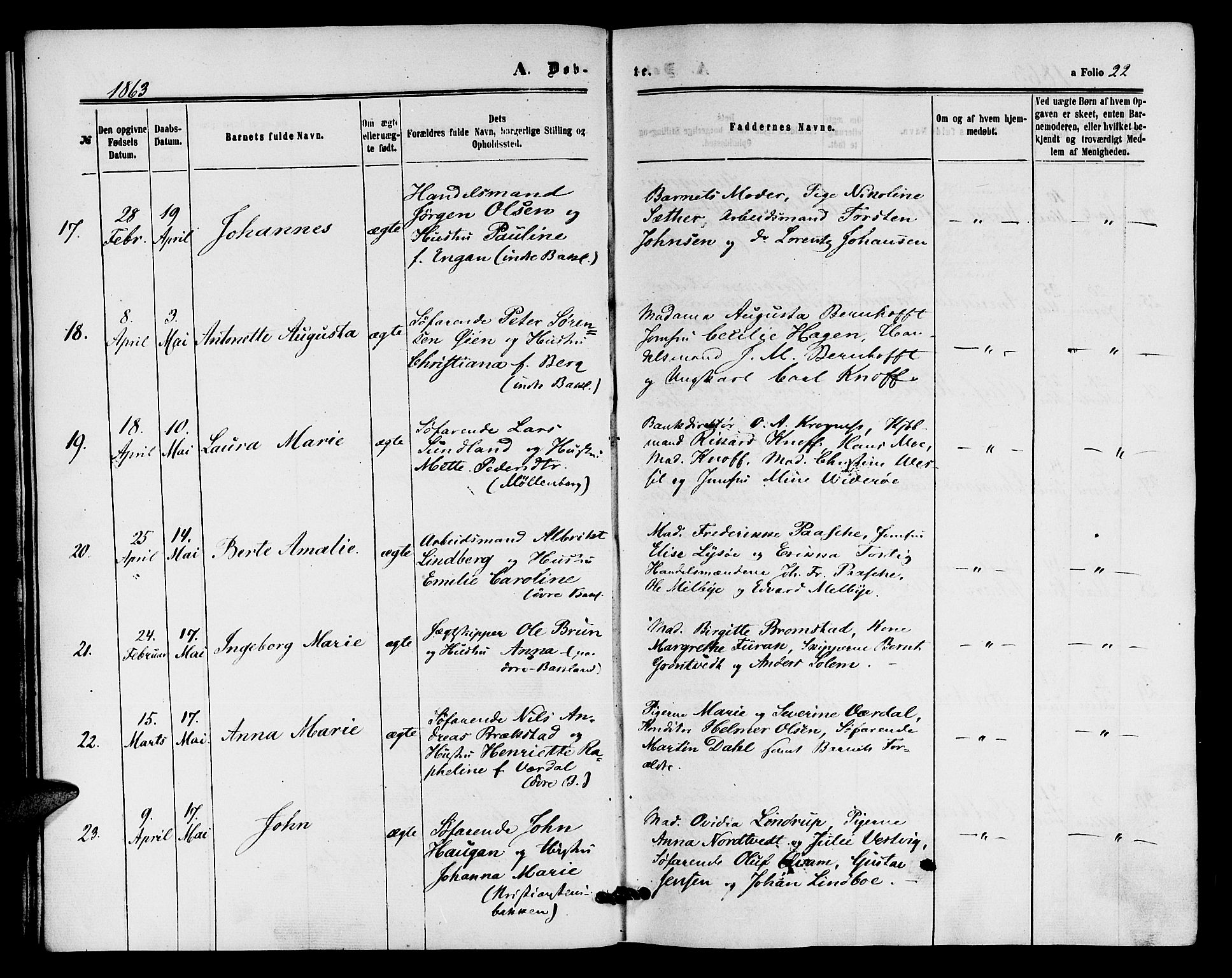 Ministerialprotokoller, klokkerbøker og fødselsregistre - Sør-Trøndelag, AV/SAT-A-1456/604/L0185: Ministerialbok nr. 604A06, 1861-1865, s. 22