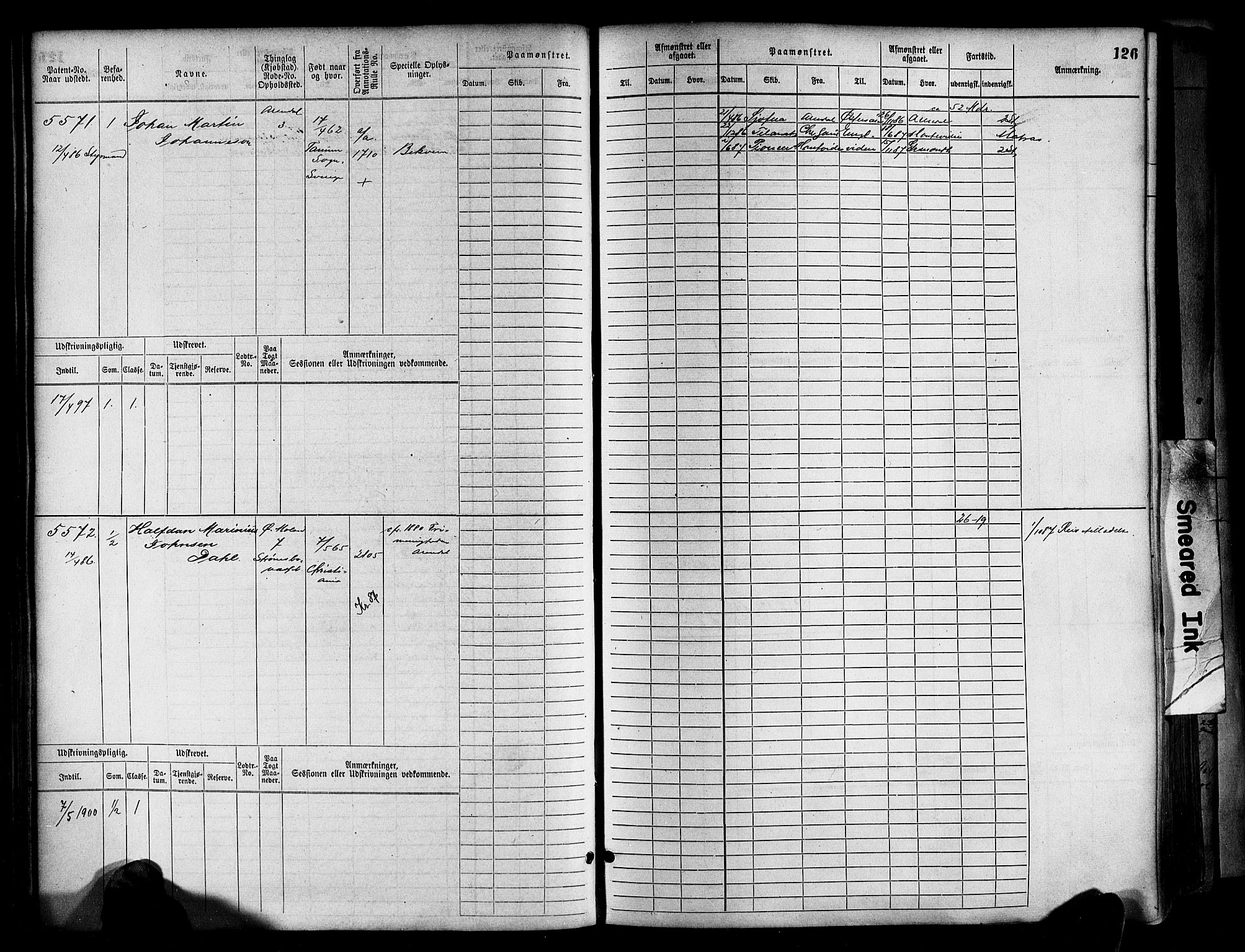 Arendal mønstringskrets, AV/SAK-2031-0012/F/Fb/L0017: Hovedrulle A nr 5323-6076, S-15, 1884-1892, s. 126