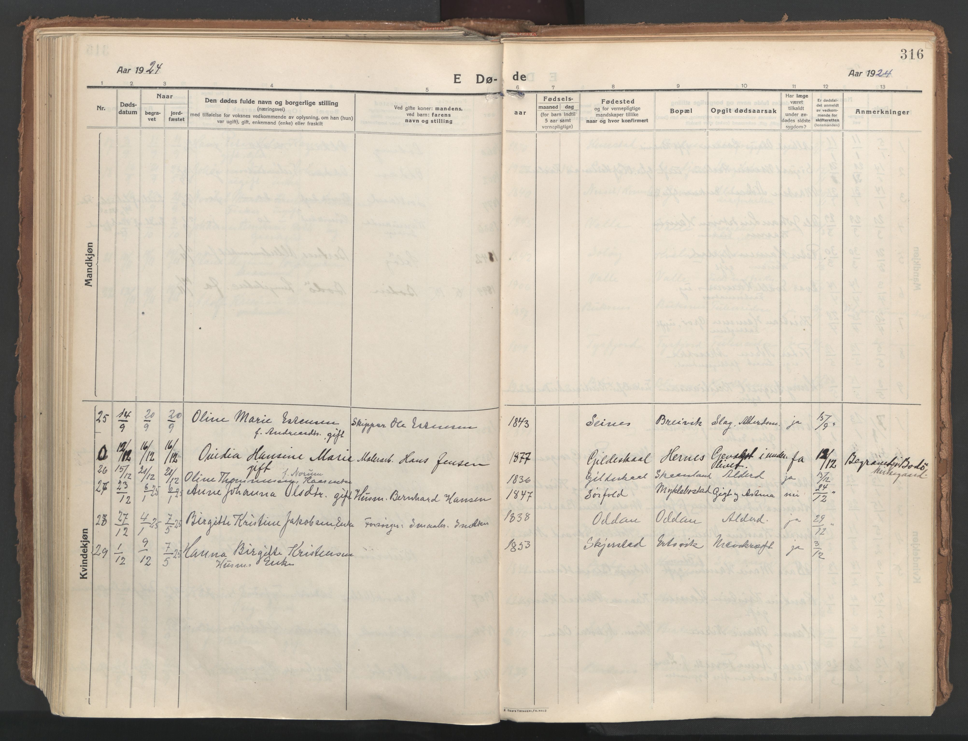 Ministerialprotokoller, klokkerbøker og fødselsregistre - Nordland, AV/SAT-A-1459/802/L0060: Ministerialbok nr. 802A07, 1916-1933, s. 316