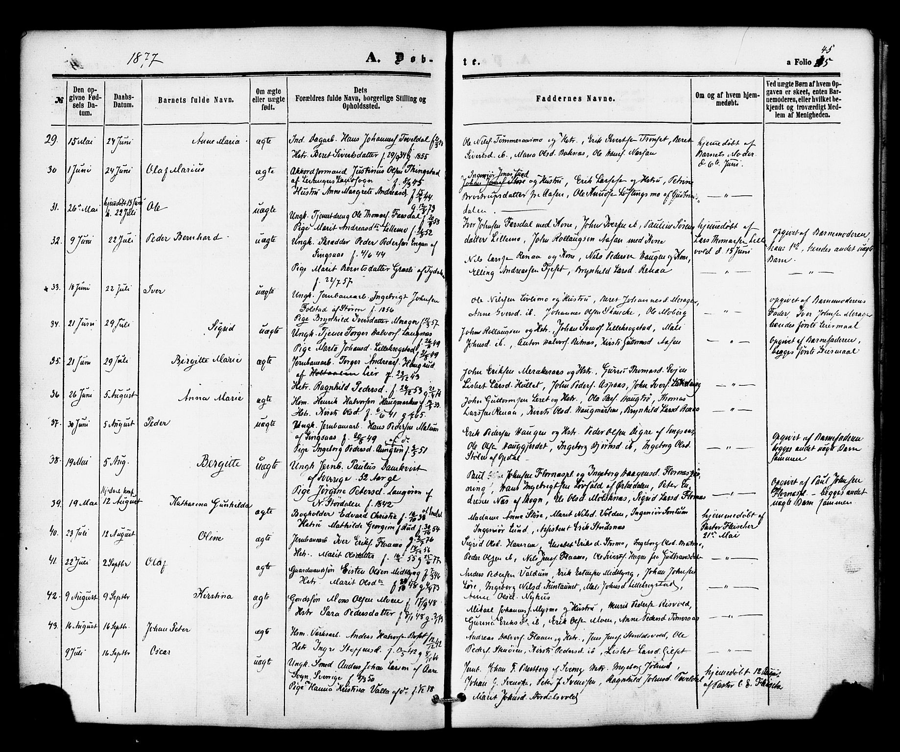 Ministerialprotokoller, klokkerbøker og fødselsregistre - Nord-Trøndelag, AV/SAT-A-1458/706/L0041: Ministerialbok nr. 706A02, 1862-1877, s. 45