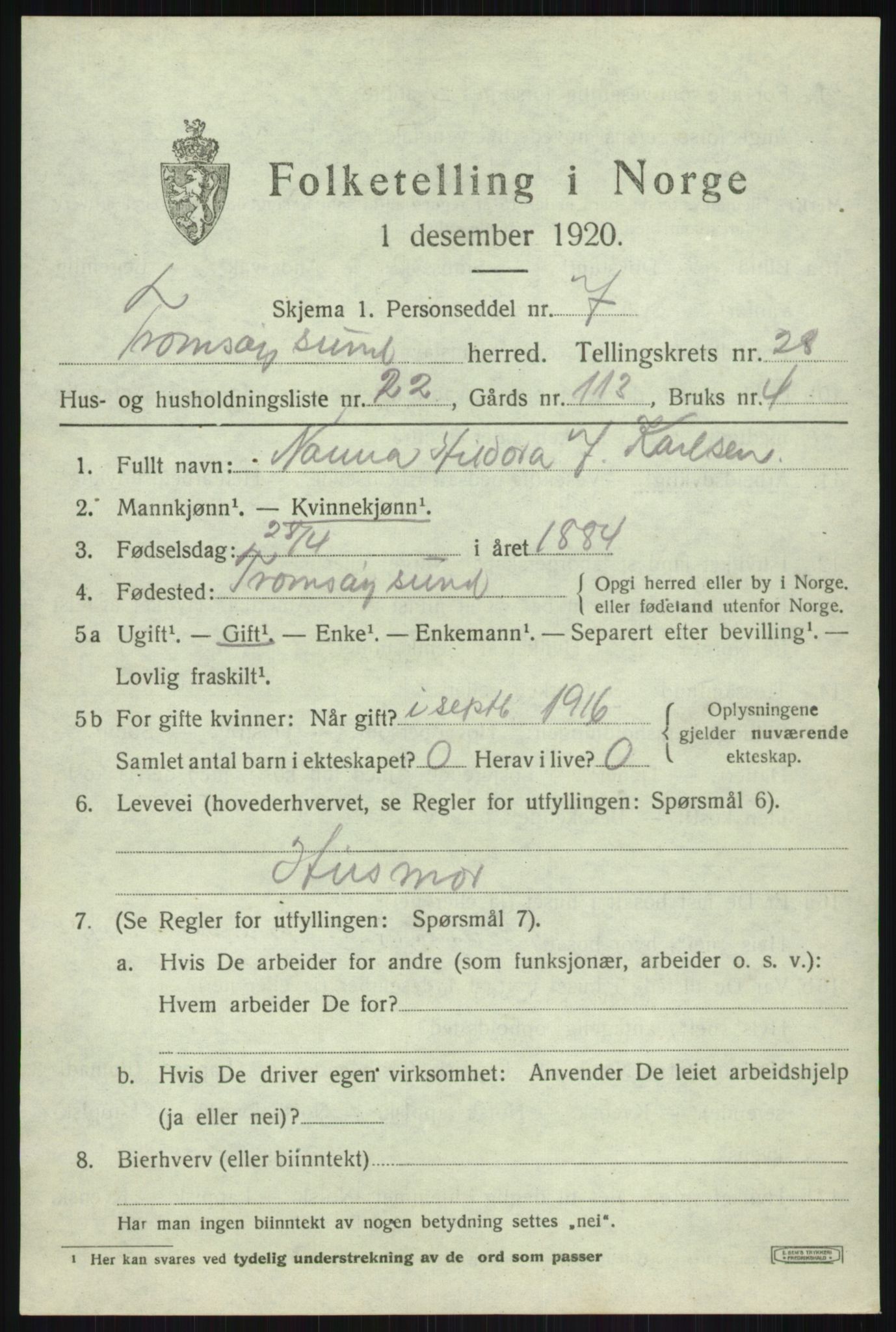 SATØ, Folketelling 1920 for 1934 Tromsøysund herred, 1920, s. 13026