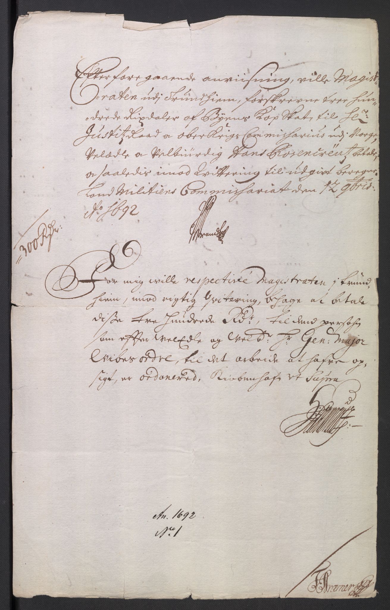 Rentekammeret inntil 1814, Reviderte regnskaper, Byregnskaper, RA/EA-4066/R/Rs/L0506: [S2] Kontribusjonsregnskap, 1691-1692, s. 664