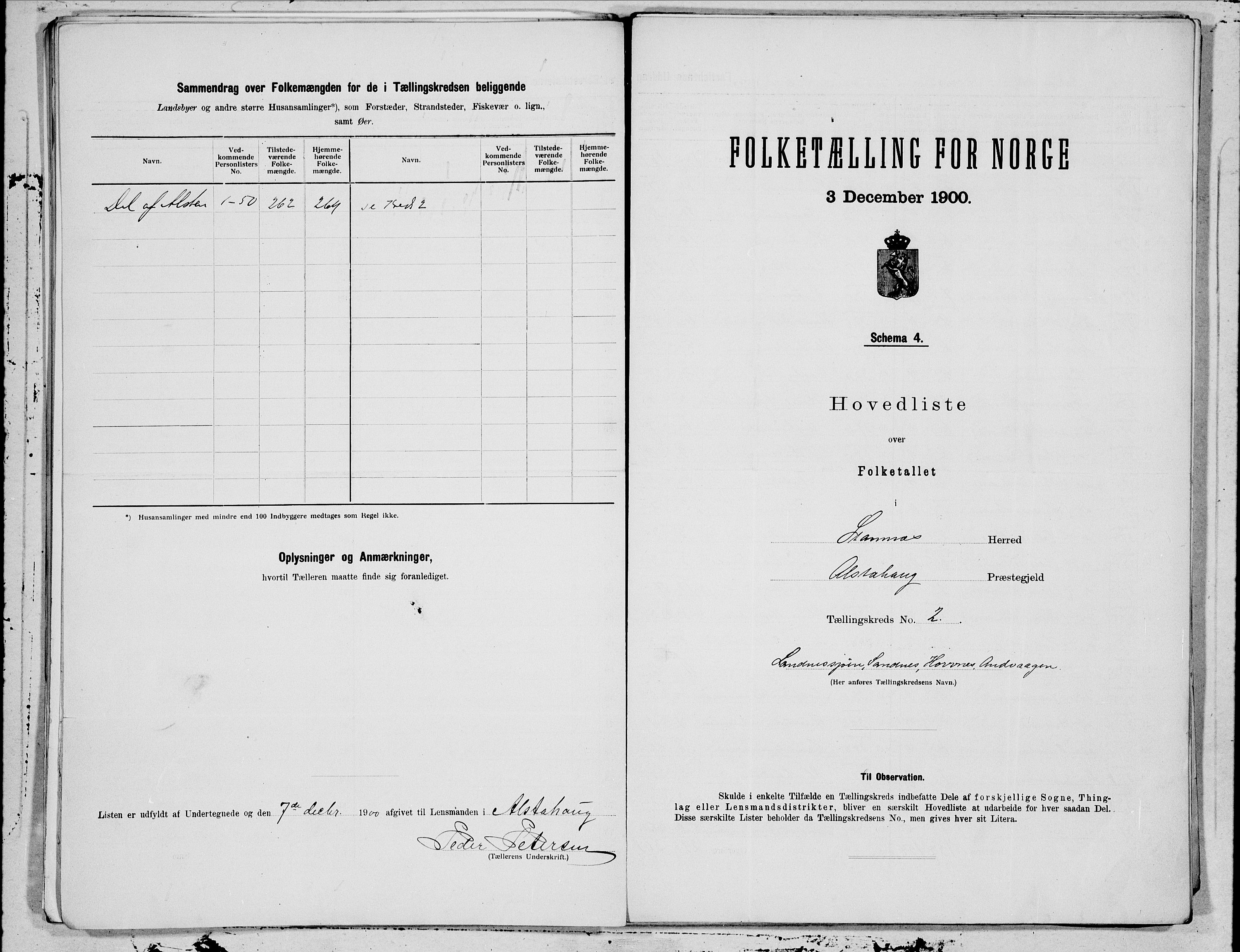 SAT, Folketelling 1900 for 1821 Stamnes herred, 1900, s. 4