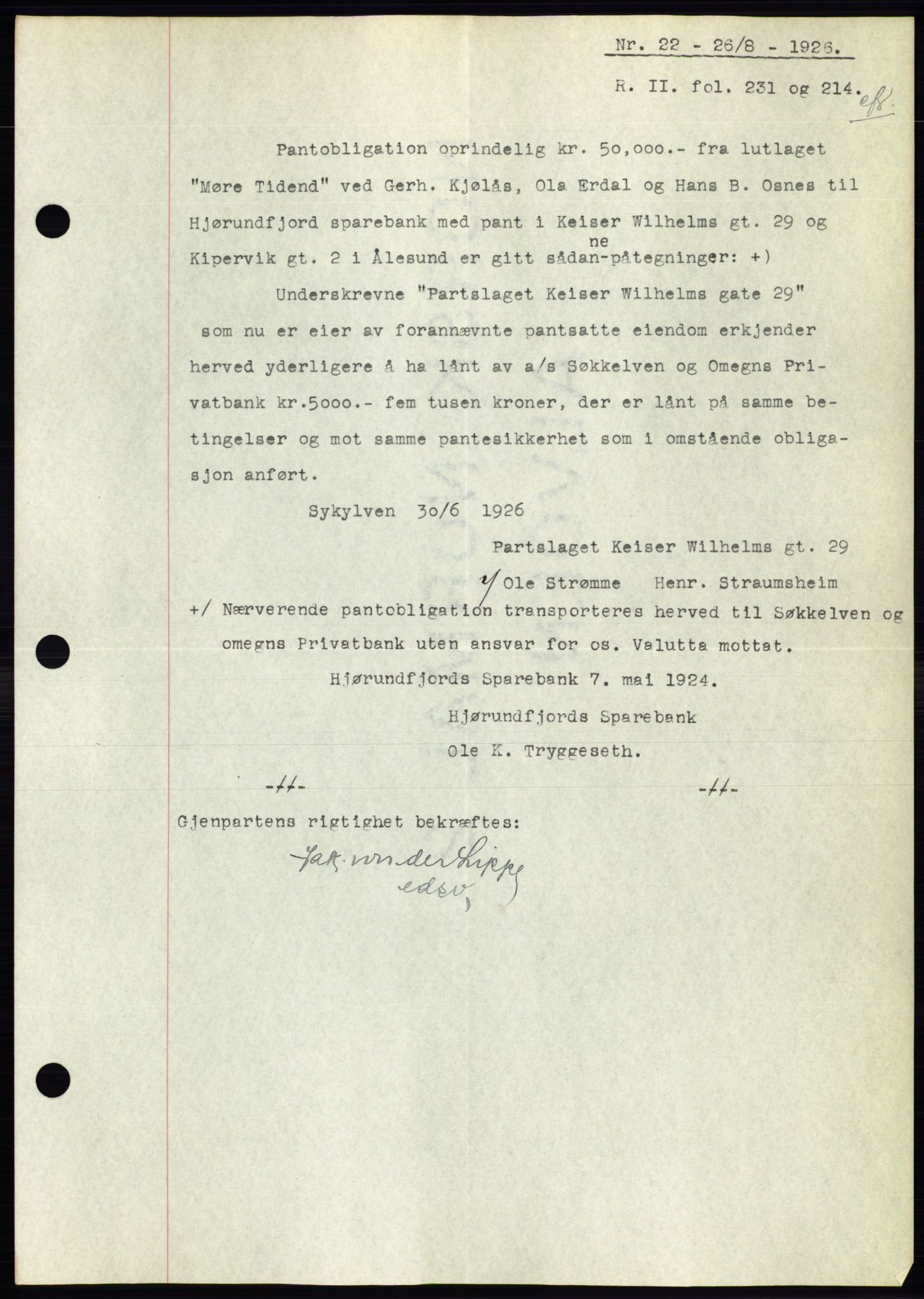 Ålesund byfogd, AV/SAT-A-4384: Pantebok nr. 21, 1926-1927, Tingl.dato: 26.08.1926