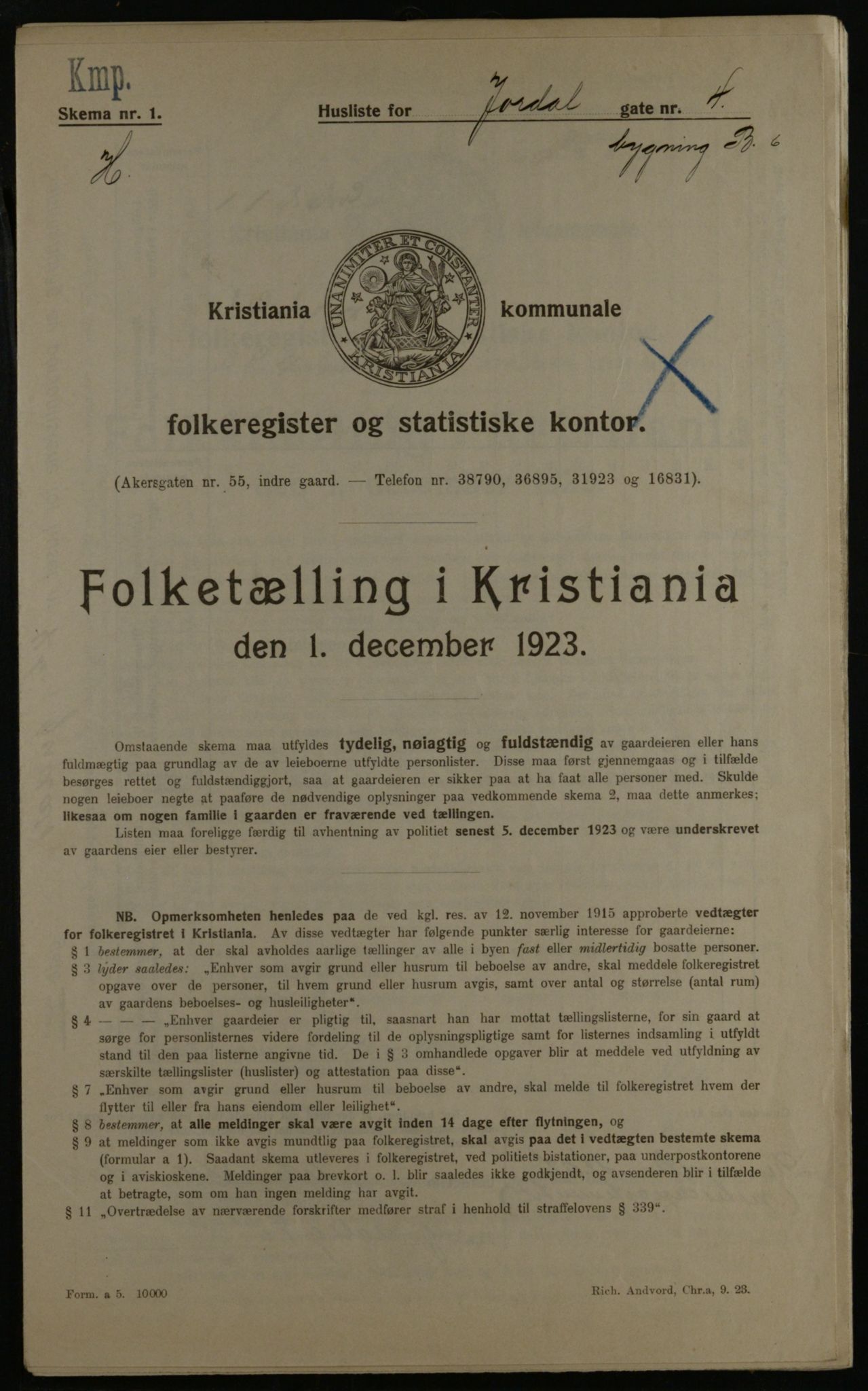 OBA, Kommunal folketelling 1.12.1923 for Kristiania, 1923, s. 53094