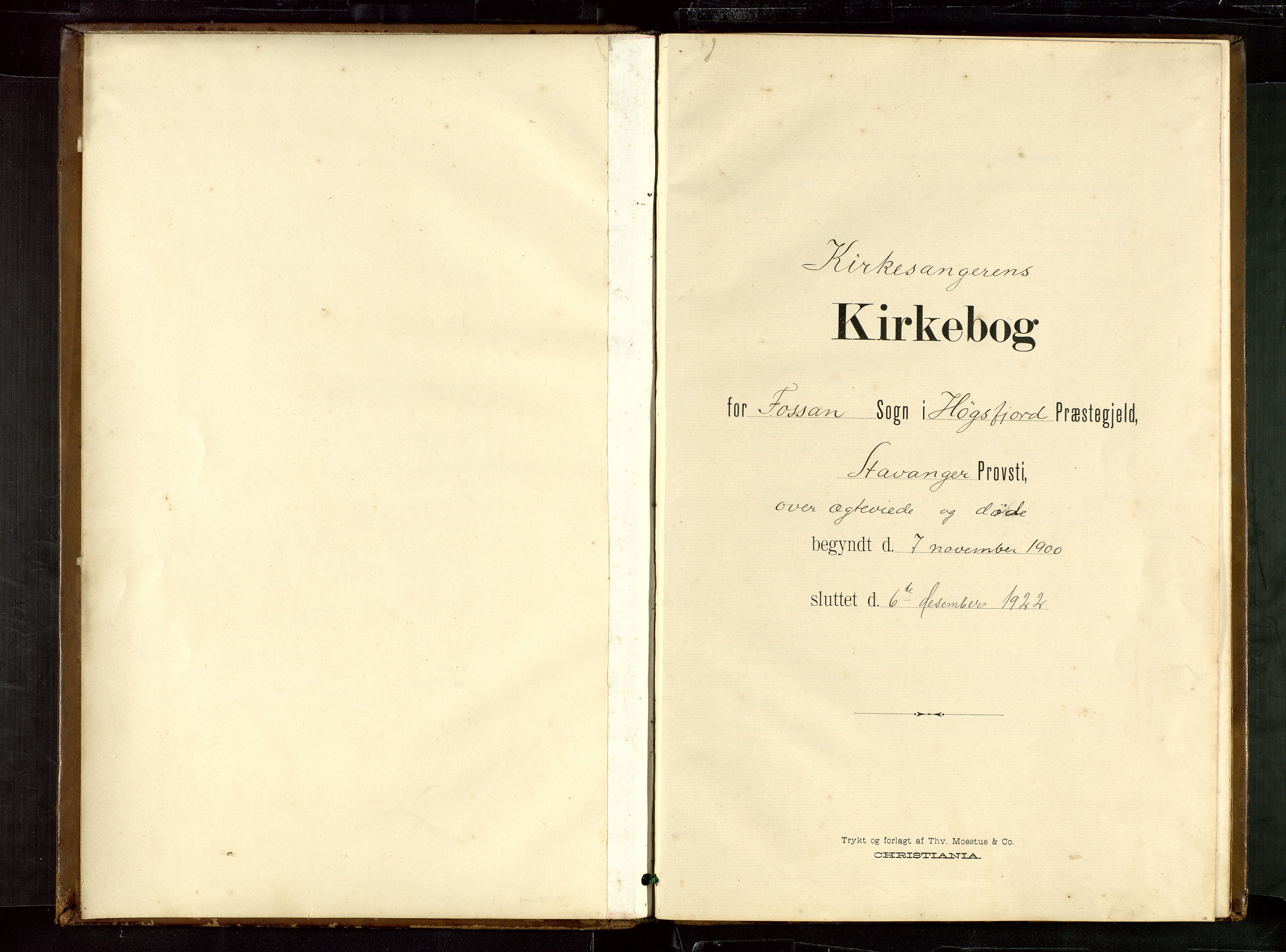 Høgsfjord sokneprestkontor, SAST/A-101624/H/Ha/Hab/L0010: Klokkerbok nr. B 10, 1900-1922