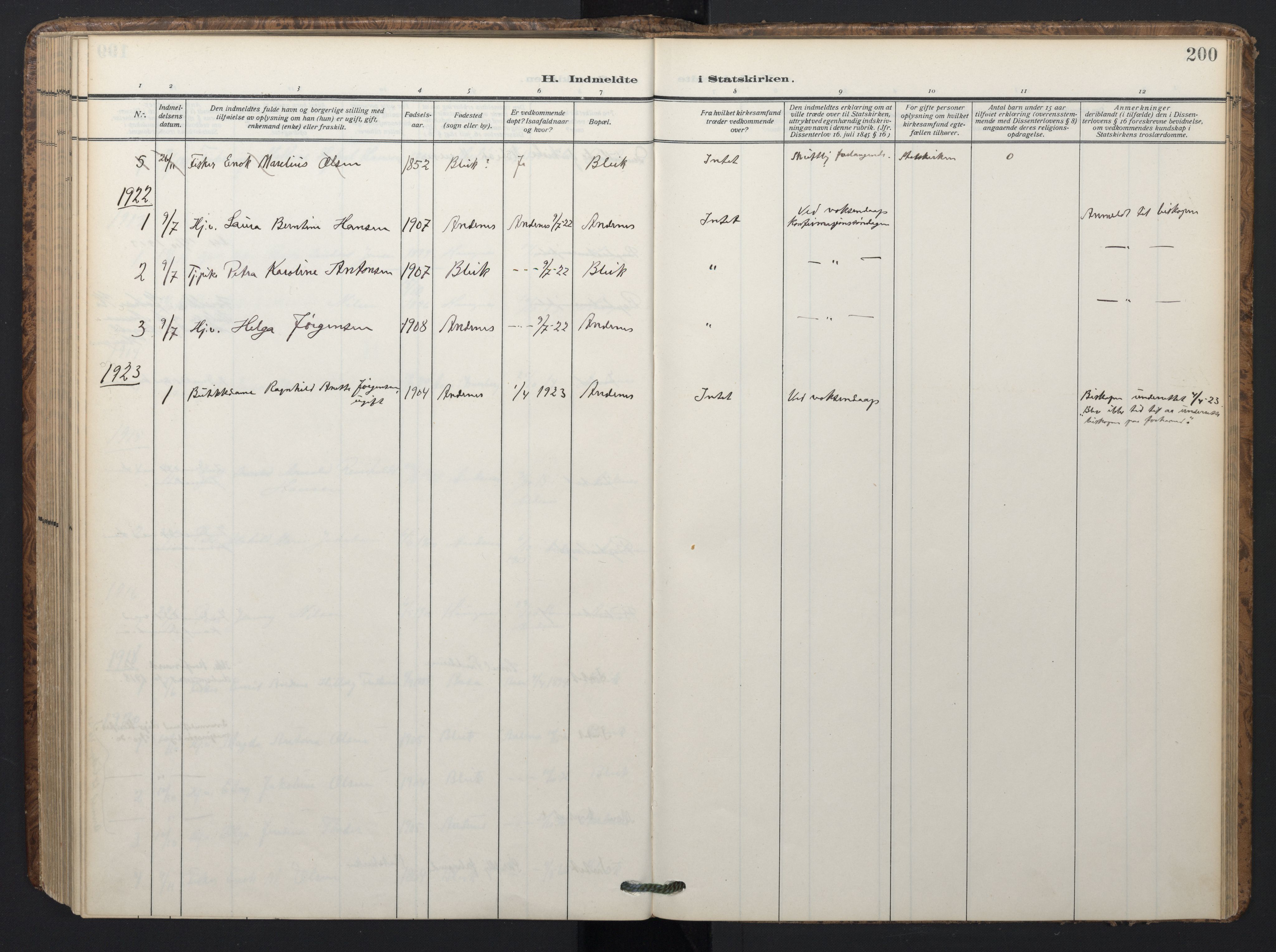Ministerialprotokoller, klokkerbøker og fødselsregistre - Nordland, SAT/A-1459/899/L1438: Ministerialbok nr. 899A06, 1909-1922, s. 200